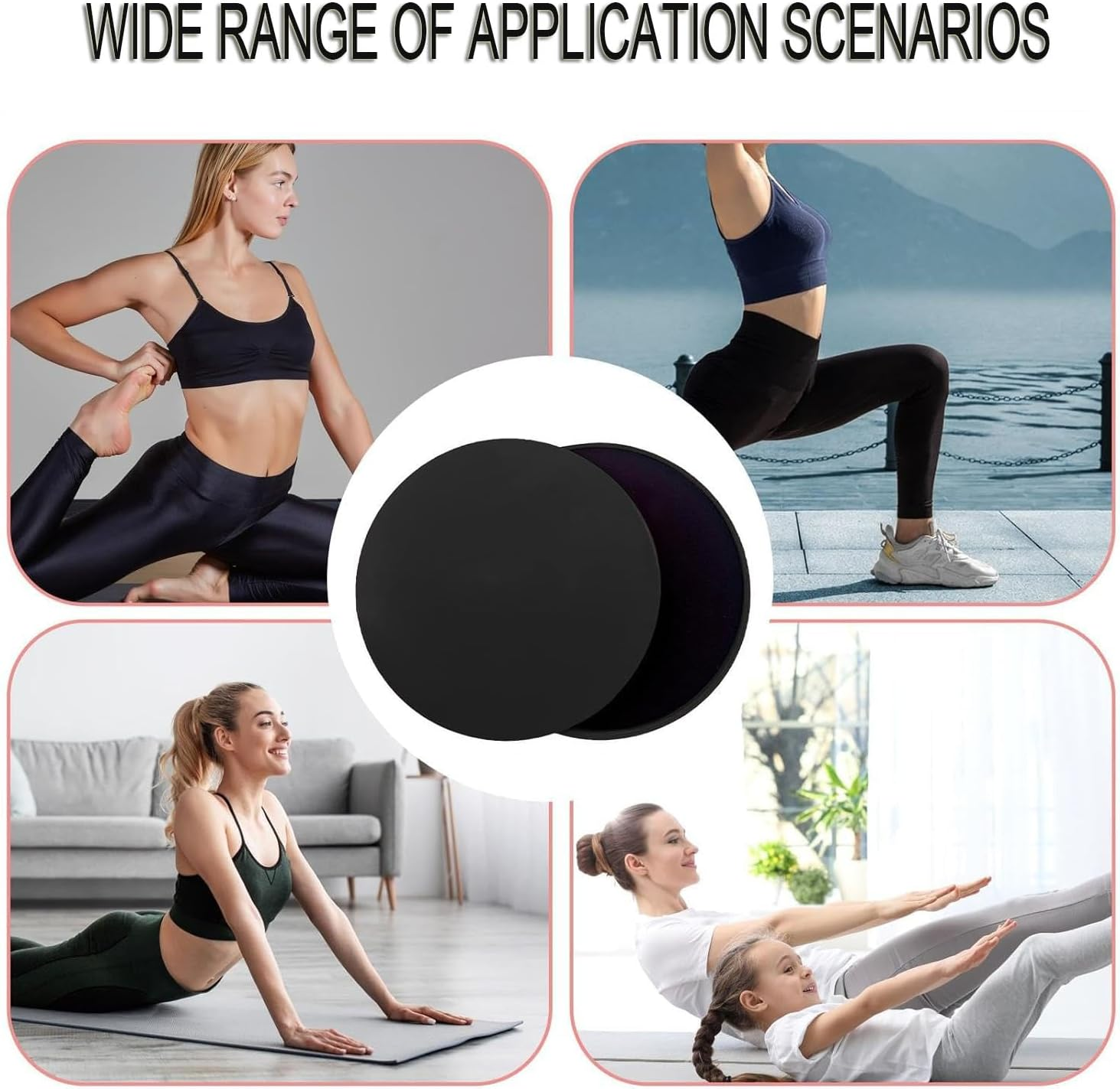 Exercise Core Sliders, WADY 2 Pack Sliders for Working Out Yoga Pilates Gliding Disc with Dual Sided Exercise Gliding Discs Use on Carpet or Hardwood Floors, Light and Portable image number 5