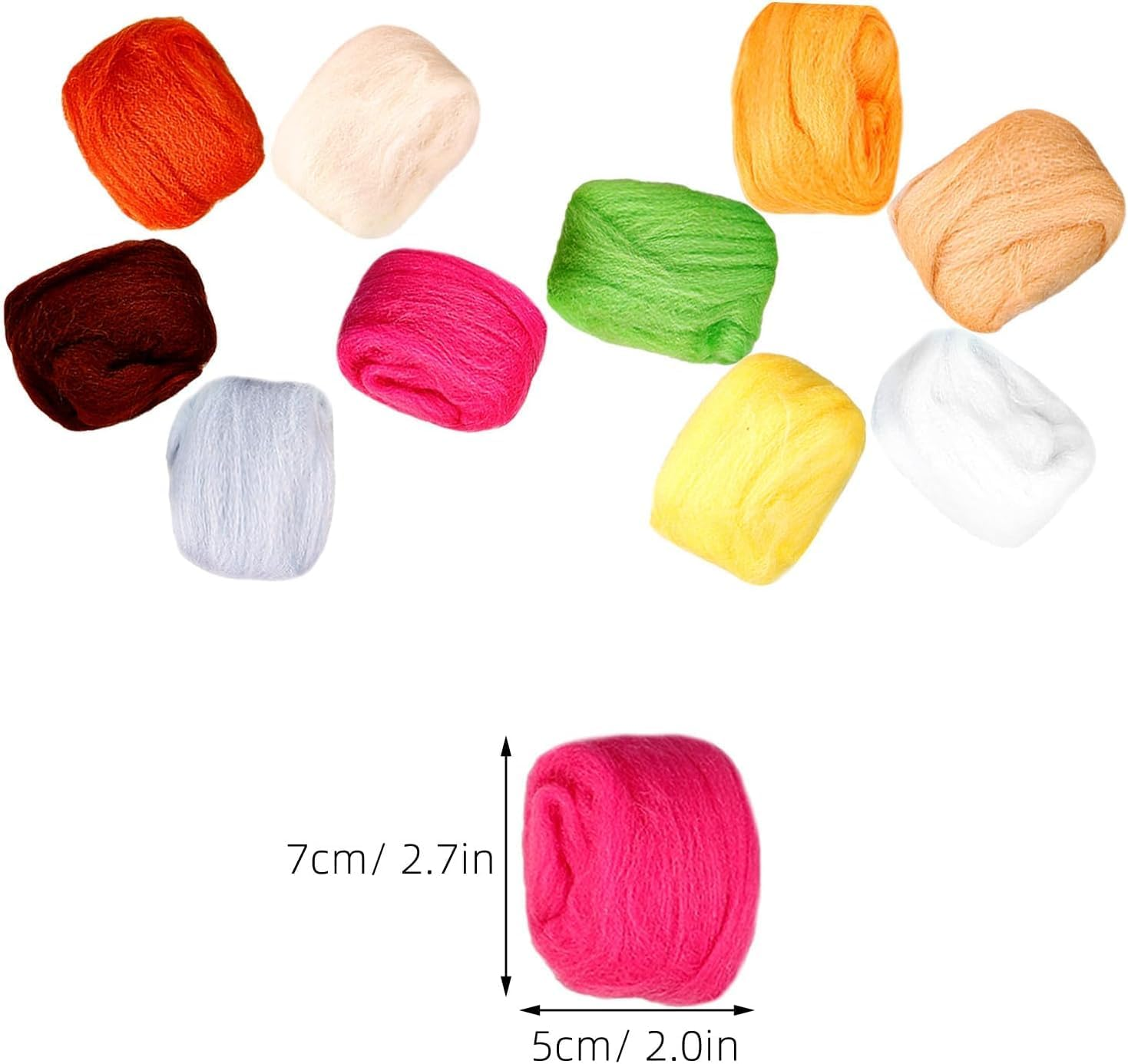 WADY 20 Colors Needle Felting Wool, Fibre Wool Roving Felting Wool Needle Felting Hand Spinnings for Wool Felting Yarn Supplies DIY Craft Materials (20) image number 6