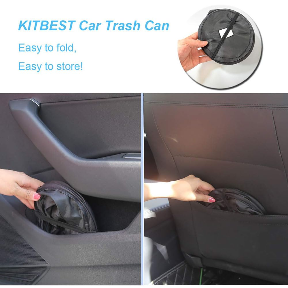 2 Pcs Car Trash Can, Portable Garbage Bin for Car, Collapsible Waterproof Waste Basket, Leak Proof Rubbish Bin for Travel, Office, Camping, Vehicle Trash Can One Large and One Small Size image number 4