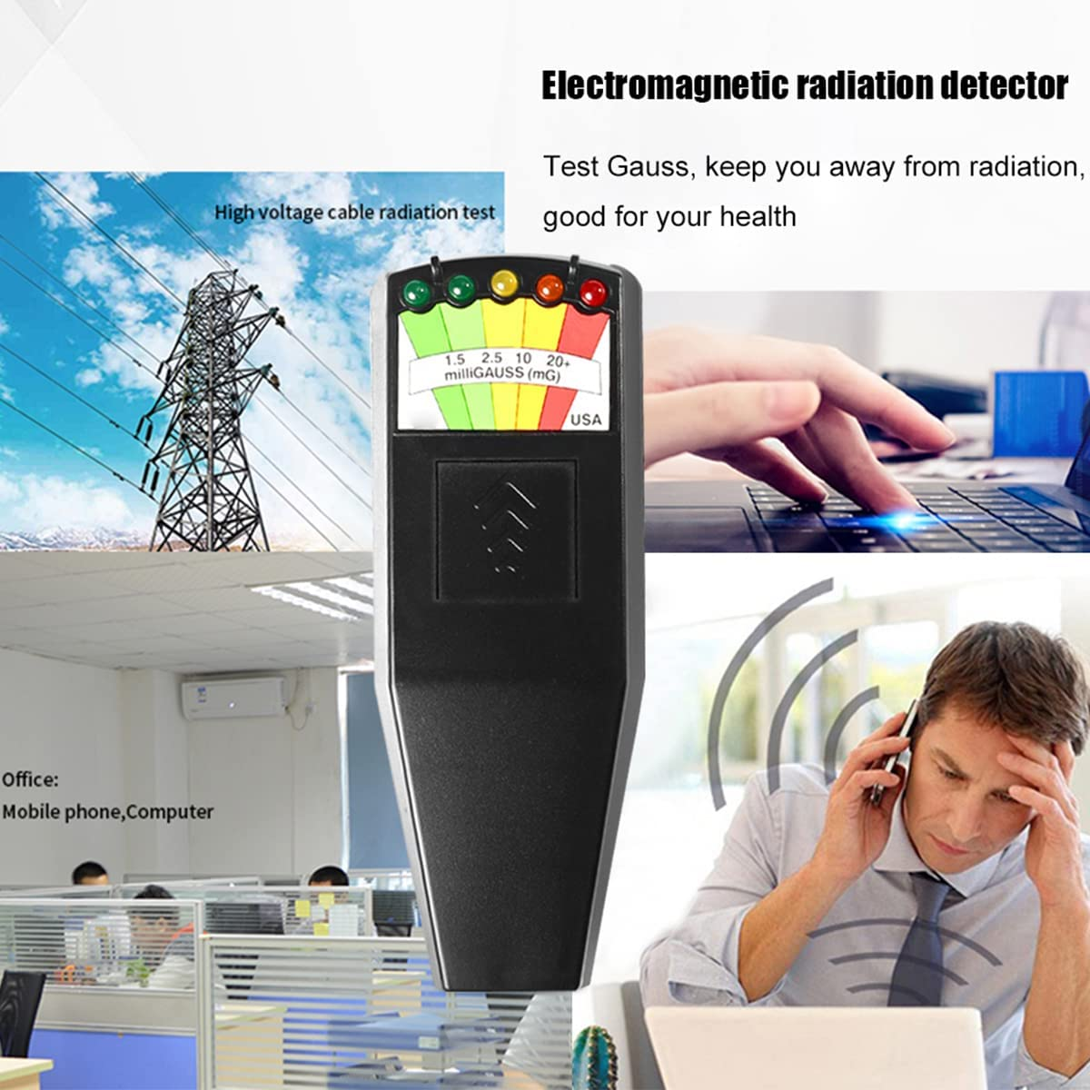 EMF Meter Electric High Accuracy Magnetic Field Detector Portable Battery Powered Magnetic Field Monitor Ghost Hunting Paranormal Equipment Tester for Industrial Construction