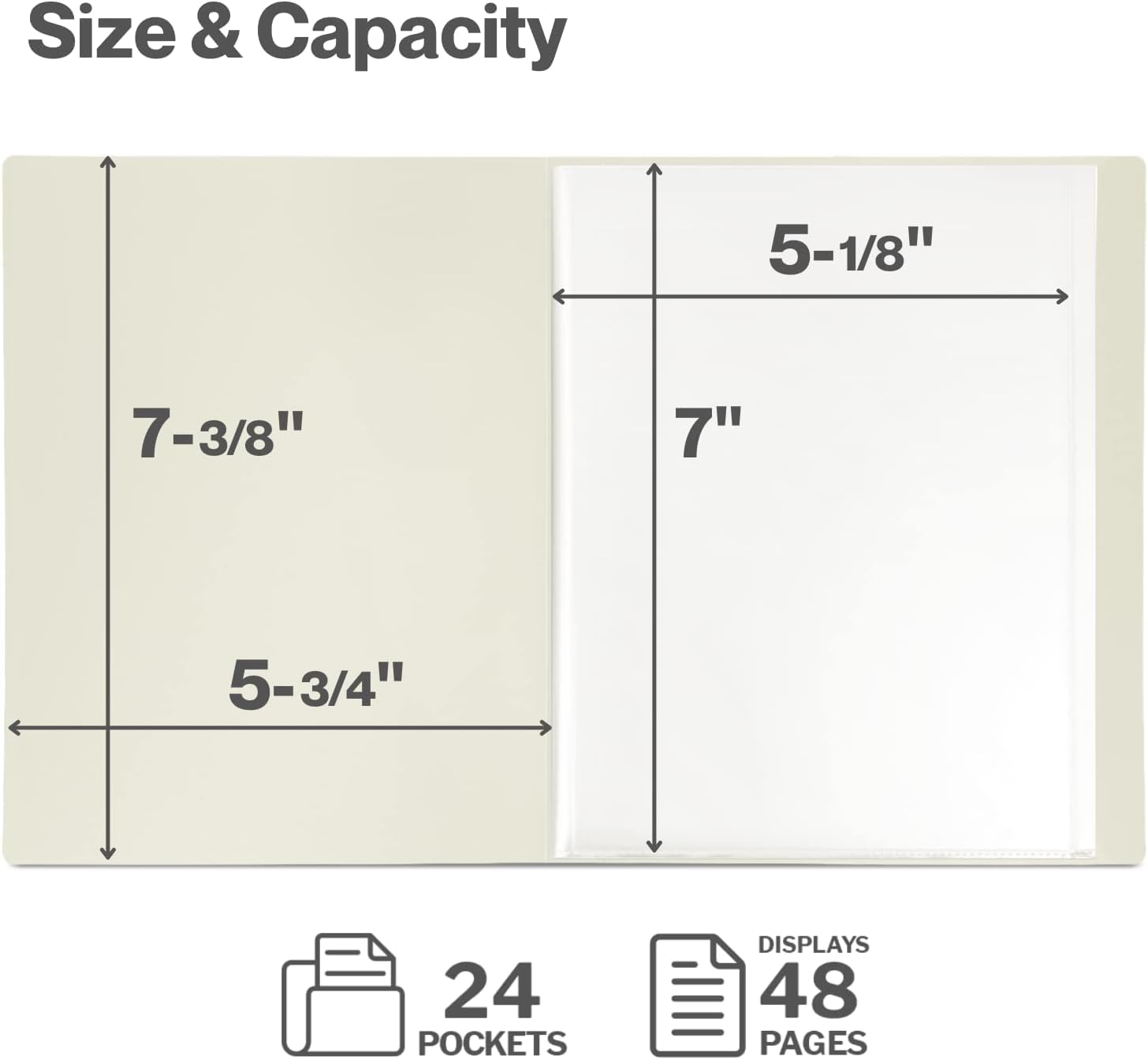 CRANBURY Small Photo Album 5X7 (Black) - 2-Pack Photo Book, Each Shows 48 Pictures, Mini Picture Binder with Customizable Cover, Baby Albums with 5X7 Photo Sleeves image number 7