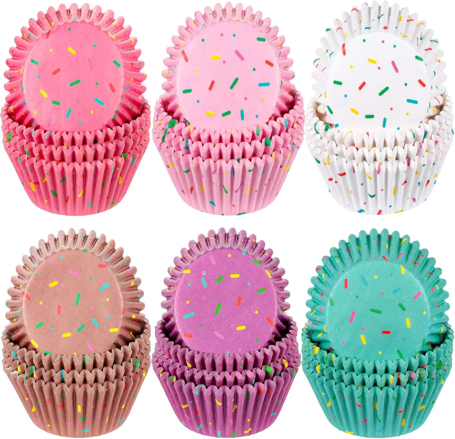 600 Pieces Cupcake Liners Colorful Paper Baking Cups Cupcake Wrappers Wraps Muffin Case Trays for Christmas Candyland Donut Party Decorations(White, Blue and Pink)