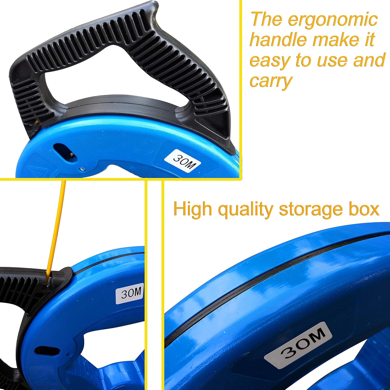 Aewio 30M(100Ft) Fiberglass Electrical Wire Cable Fish Tape Reel Cable Puller image number 4