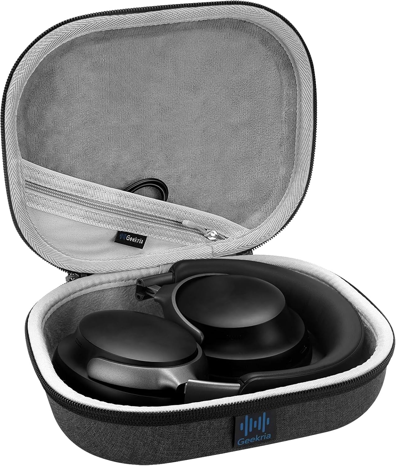 Geekria Shield Headphones Case Compatible with Bose QC Ultra II, QC Ultra/45 II/35 II Gaming Headset, Replacement Hard Shell Travel Carrying Bag with Cable Storage (Dark Grey) - Dark Grey image number 2