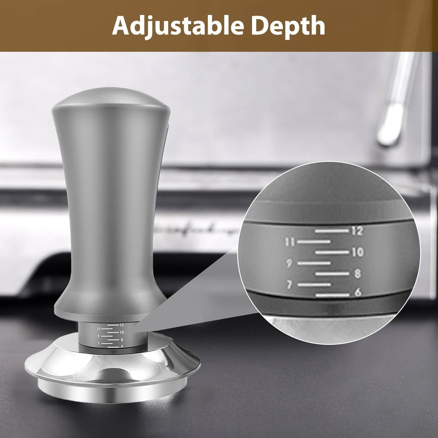 58Mm Espresso Coffee Tamper, Spring Loaded Tamper, Stainless Steel Barista Espresso Tamper, Calibrated Espresso Hand Tamper with Scale, for 58Mm Portafilter image number 3