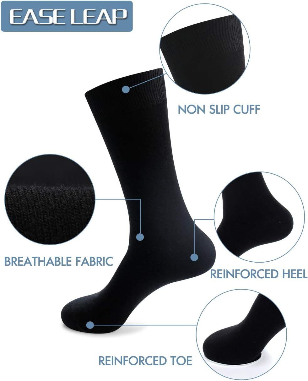 5 Pairs Mens Dress Socks Comfortable Cotton Crew Sock Calf High Breathable Formal Socks with Gift Box image number 6