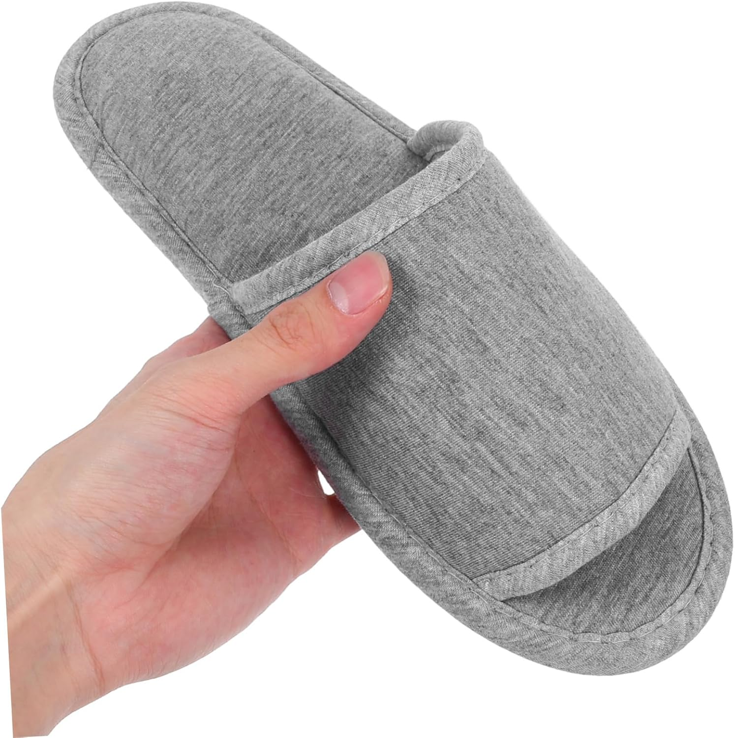 Healeved 2Pcs Lightweight Folding Travel Slippers Portable Open Toe Slippers for Home and Hotel Use EVA Sole Soft Knitted Cotton Upper Easy to Grey image number 1