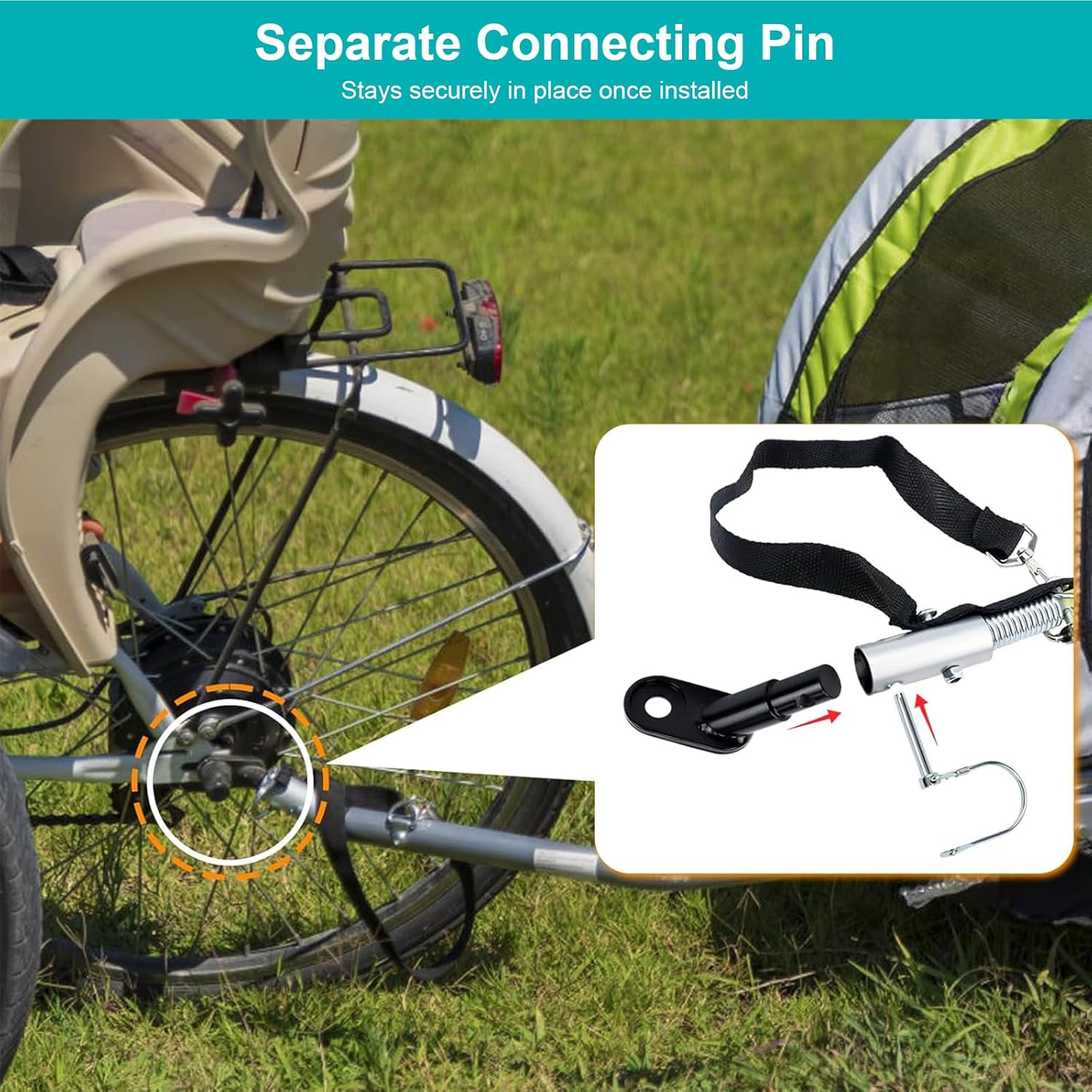 Bike Trailer Hitch Connector &ndash; Universal Bicycle Adapter for Kids, Dog & Cargo Trailers &ndash; Stable, Rust-Resistant & Easy Plug-In, Fits Most Bikes and E-Bikes image number 3