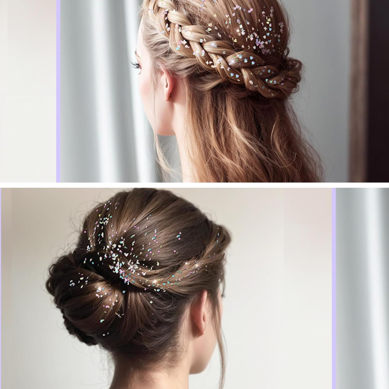 Face & Body Glitter Gel Set &ndash; 6 Shapes Iridescent White Glitter for Festival Makeup, JOMWEN Rave, Halloween, Parties & Mermaid Looks &ndash; Easy Apply Hair & Skin Glitter (White, 6 PCS)