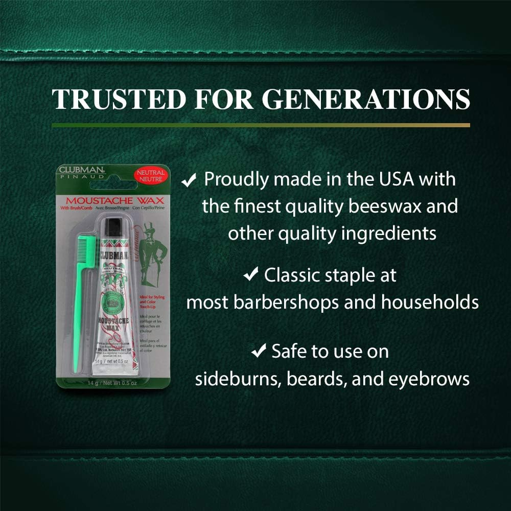 Clubman Moustache Wax Hang Pack, Neutral Color 0.5 Oz X 3 Packs - Brown image number 4