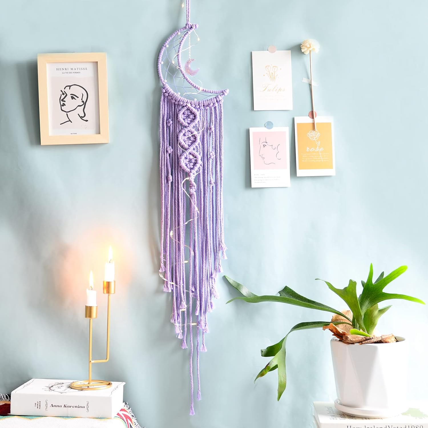 Dream Catcher, Moon Dream Catcher, Home Decor, Boho Dream Catcher, Girls Bedroom Decor Dream Catcher Wall Decor, Gifts for Teenager Girls Friends Gifts, Gifts for Women Gifts for Mom Purple - Pink image number 2