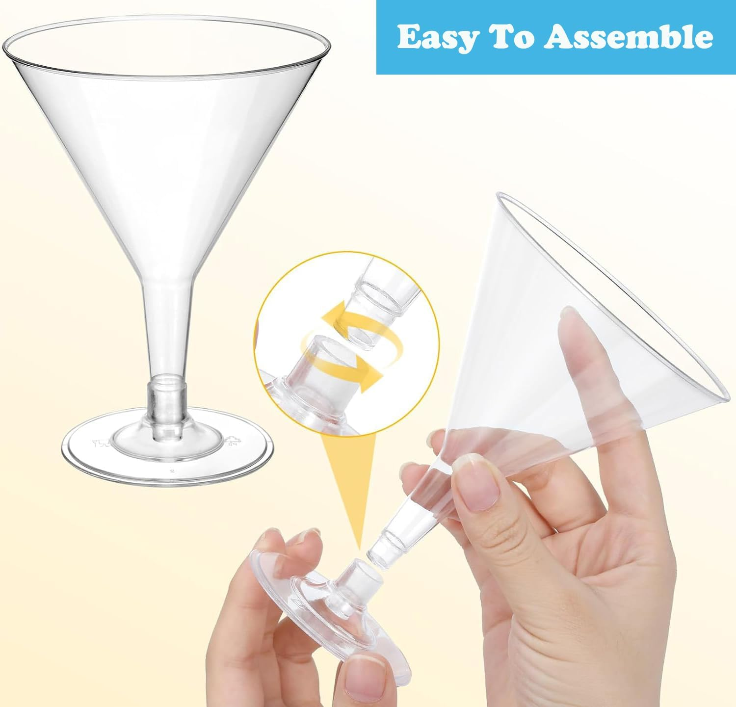 24 Pack Clear Plastic Martini Glasses 6 Oz Cocktail Glasses, Small Dessert Cups, for Wedding, Party Wine, Champagne, Margarita Drink Glasses image number 1