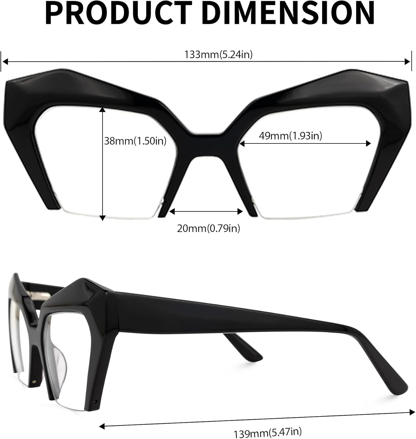 VOOGLAM Thick Oversized Cat Eye Blue Light Blocking Glasses, Fashion Eye Glasses Frame for Women anti Eyestrain & UV Aeneas