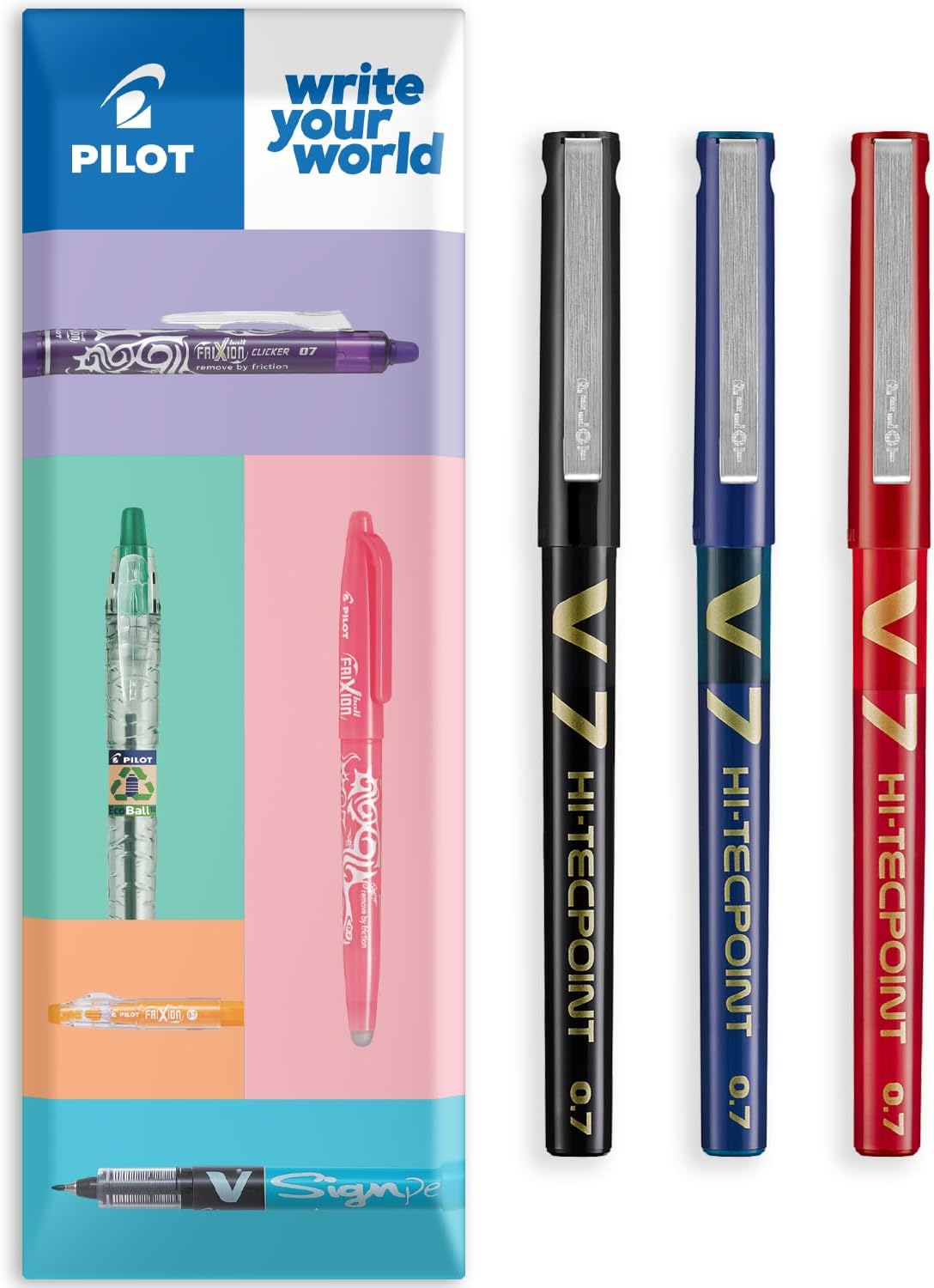 Pilot Hi-Tecpoint 0.7Mm Fine Rollerball Pen, Blue (BX V7-L) - Pack of 12