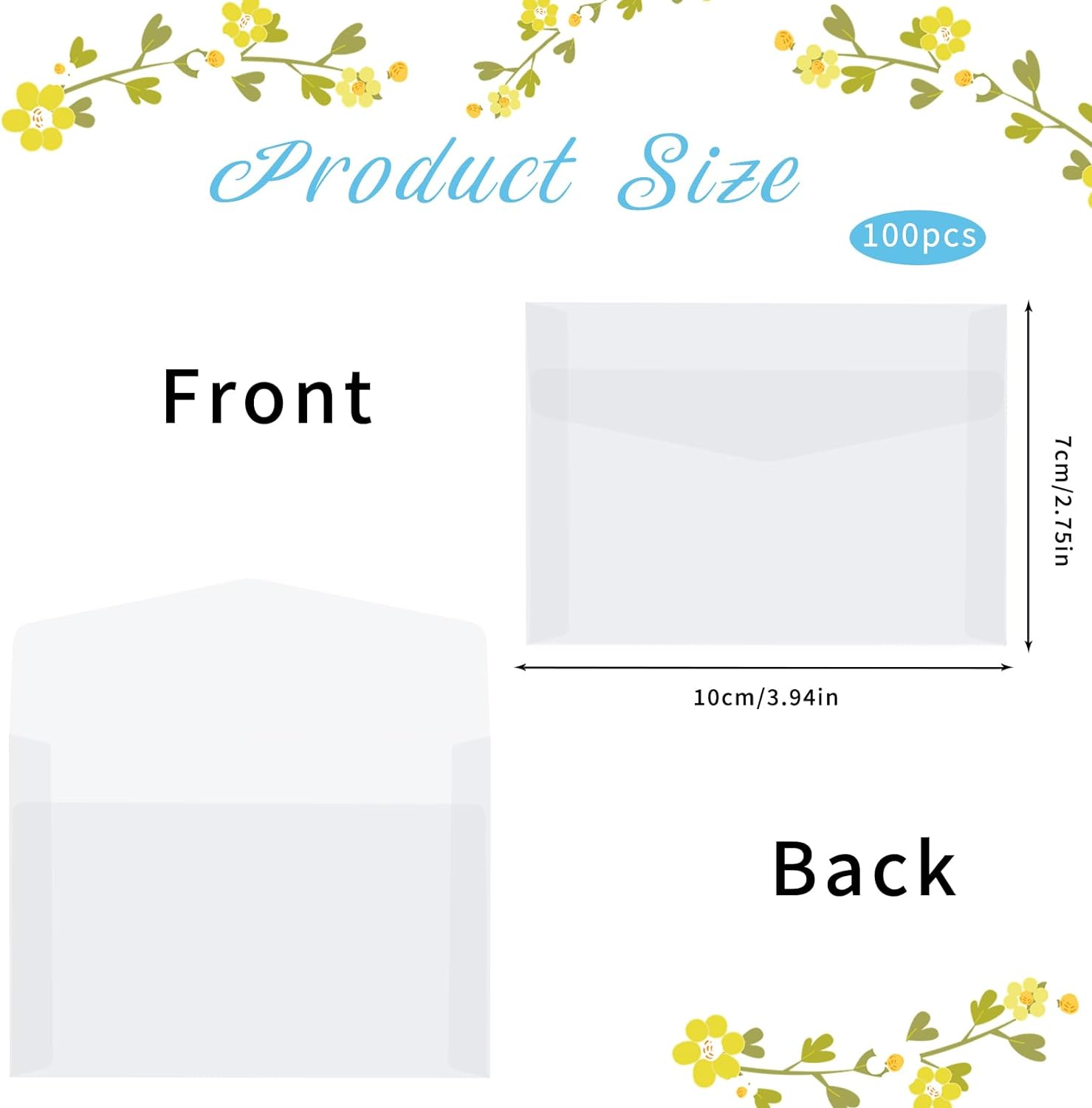 100 Pcs Glassine Envelopes, 7X10Cm / 3.9 X 2.7 Inches Clear for Seeds, Coin Collecting, Lottery Ticket, Stamp Card - White Translucent Paper Holder with Mini Window image number 6