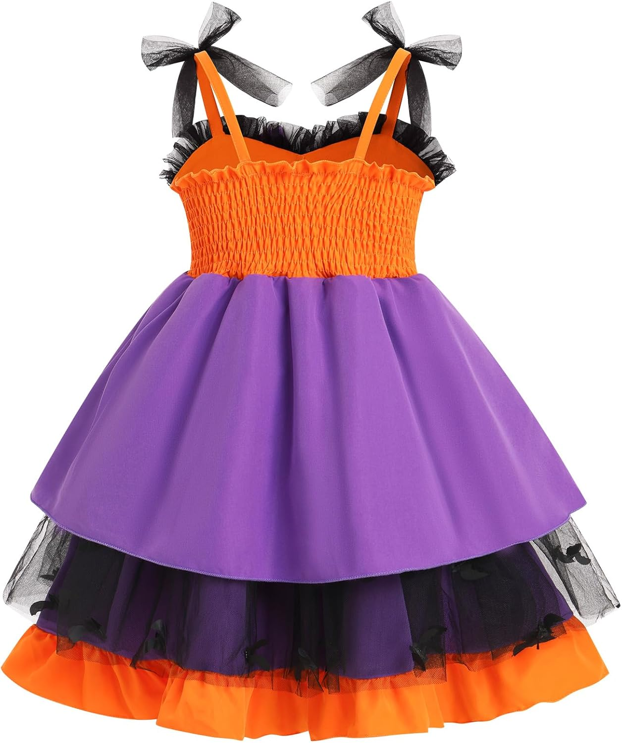 IDOPIP Baby Girls Halloween Tutu Dress Pumpkin Witch Princess Birthday Party Dresses Ruffle Tulle Bowknot Dress up Costume image number 2