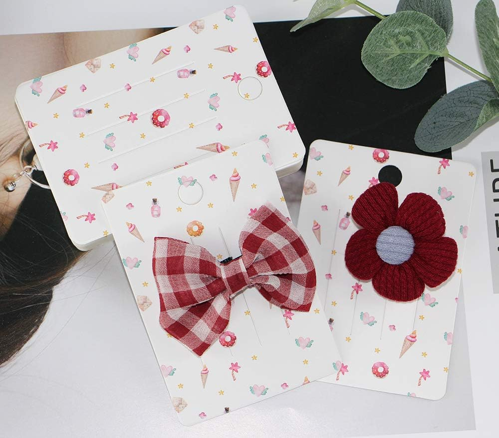 MIYKA 100Pcs Hair Clip Display Cards Cute Rectangular Cardboard for Hair Accessories Displaying Organizing, 10X7Cm image number 5