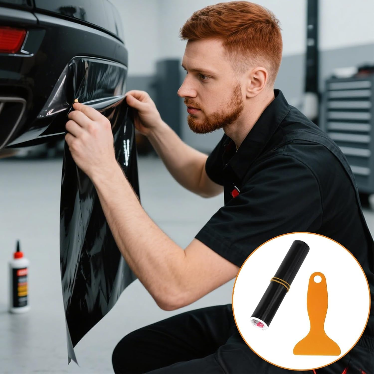 Shuoteng Car Window Tint Film Block Windshield Sun Visor Strip with Scraper, 2Pcs Car Window Tint Film Block Windshield Sun Visor Strip with Scraper image number 3