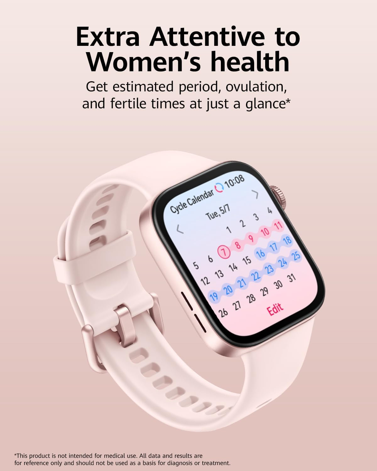 HUAWEI Watch Fit 3 Smartwatch, 10 Days Battery Life, 1.82" AMOLED Display, Comprehensive Health & Fitness Management, 100+ Workout Modes, Bluetooth Calling, Pink - Black image number 4