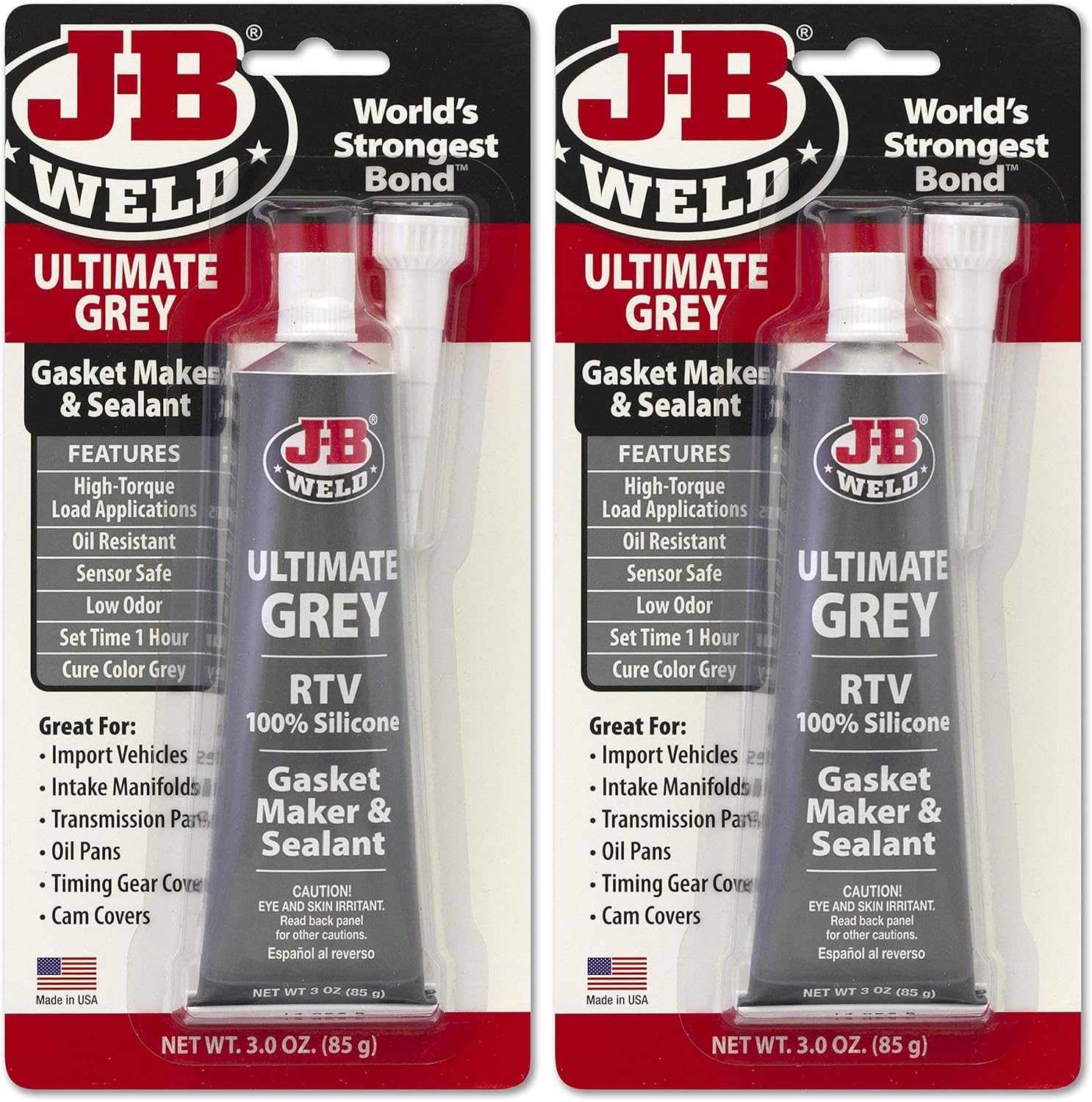 JB Weld Ultimate RTV Silicone Gasket Maker and Sealant, Grey, 280 Ml (Pack of 2)