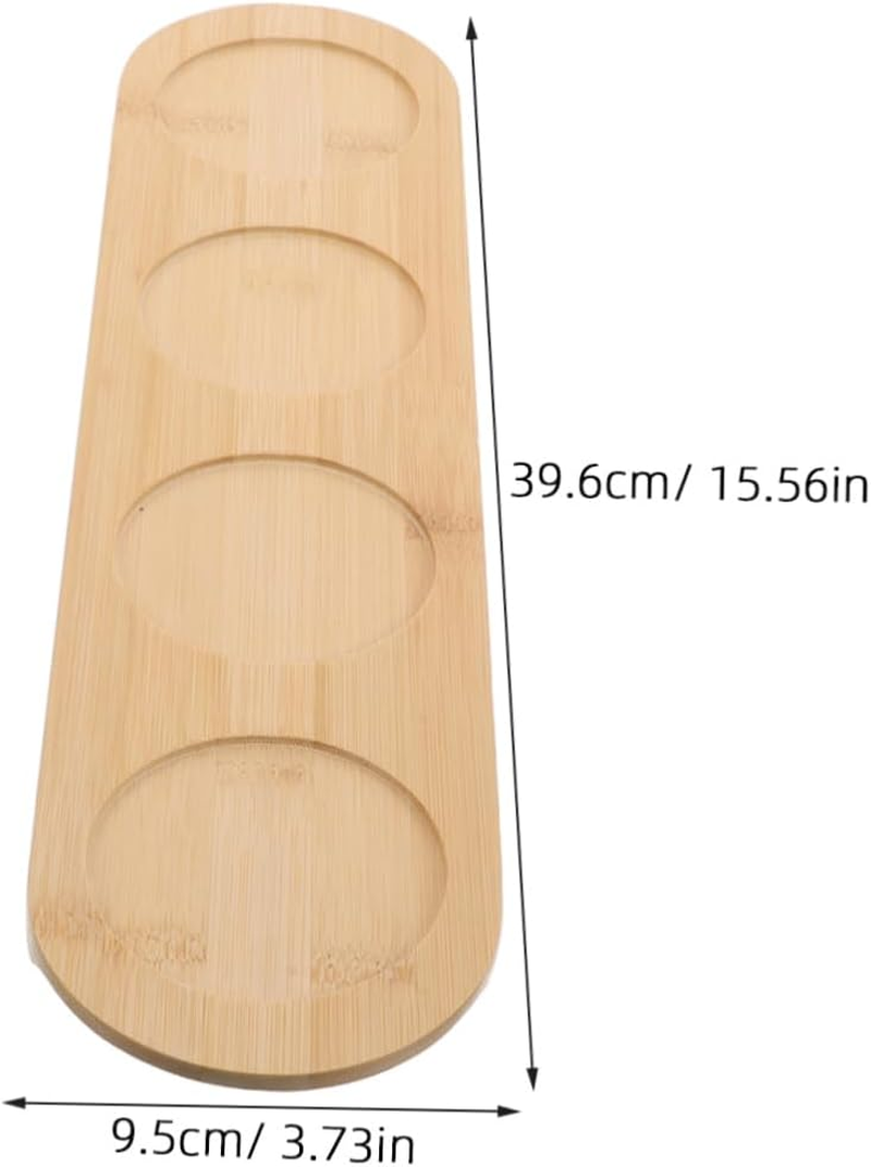 Garneck 4Hole Natural Bamboo Wine Coasters for Drinks Shot Holder Tray Holder for Servers Tasting Flight Boards Red Wine Glasses Whiskey Wooden Paddle Display Rack image number 2