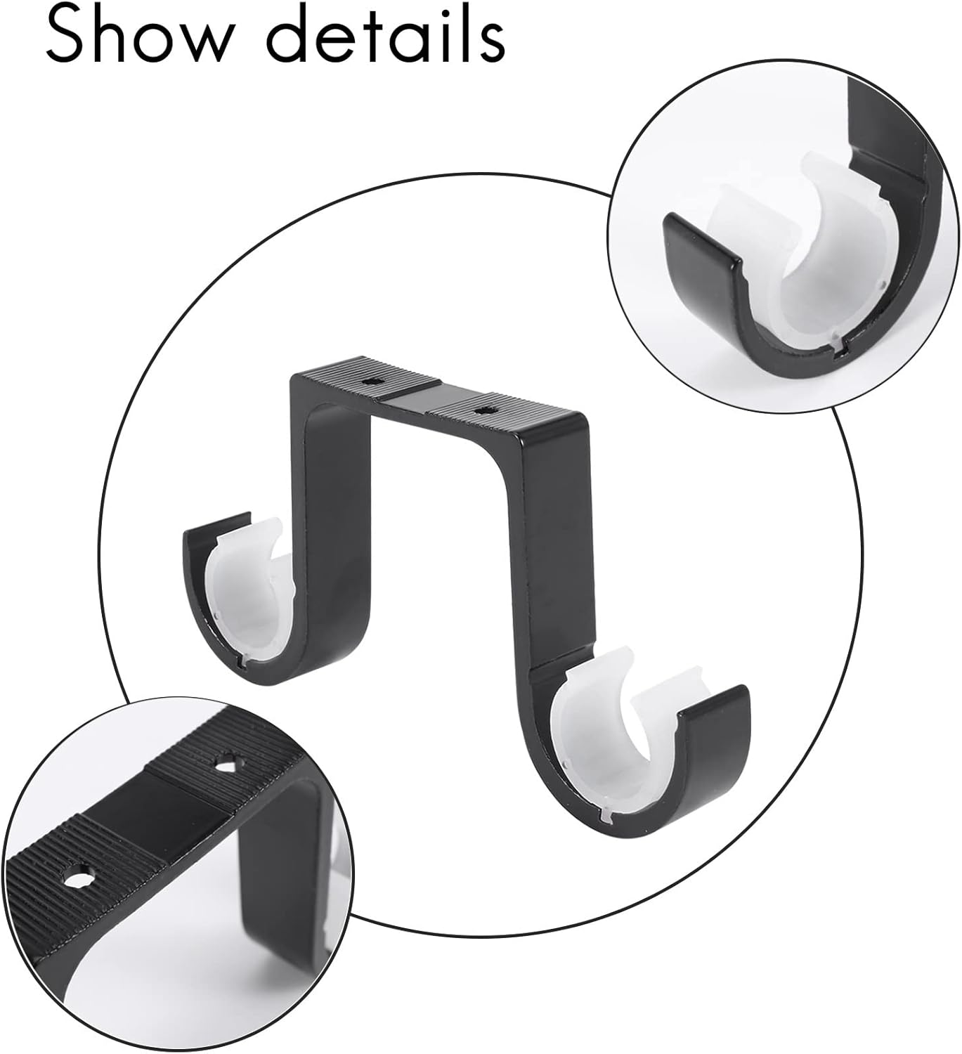 RESFNSE 2Pcs Double Curtain Rod Brackets Ceiling Mount Supports Aluminum Alloy Black image number 1