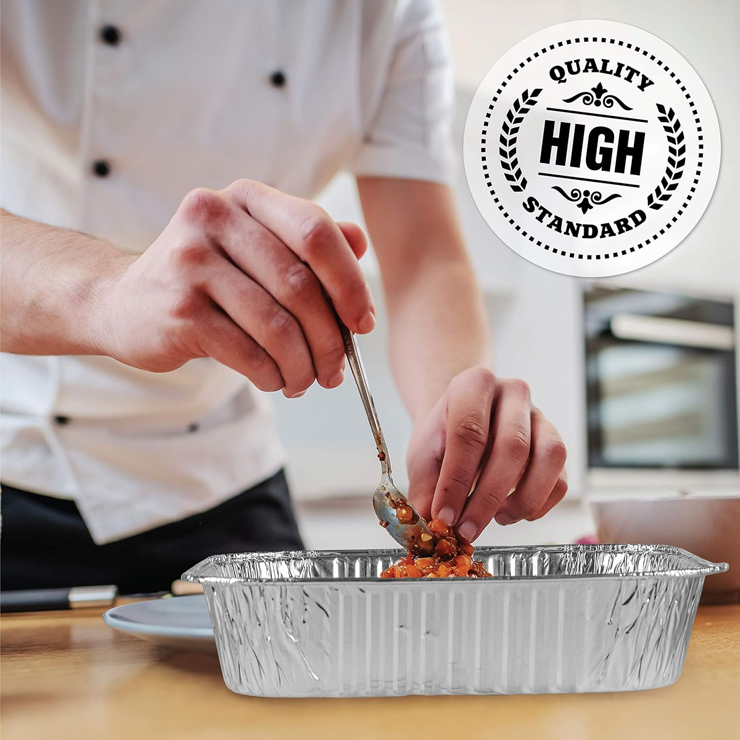 Plasticpro Disposable 8'' X 8'' X 2'' Inch Square Aluminum Tin Foil Baking Pans Bakeware - Cookware Perfect for Baking Cakes, Breads, Brownies, Bread, Meatloaf, Lasagna, Pack of 10 image number 4