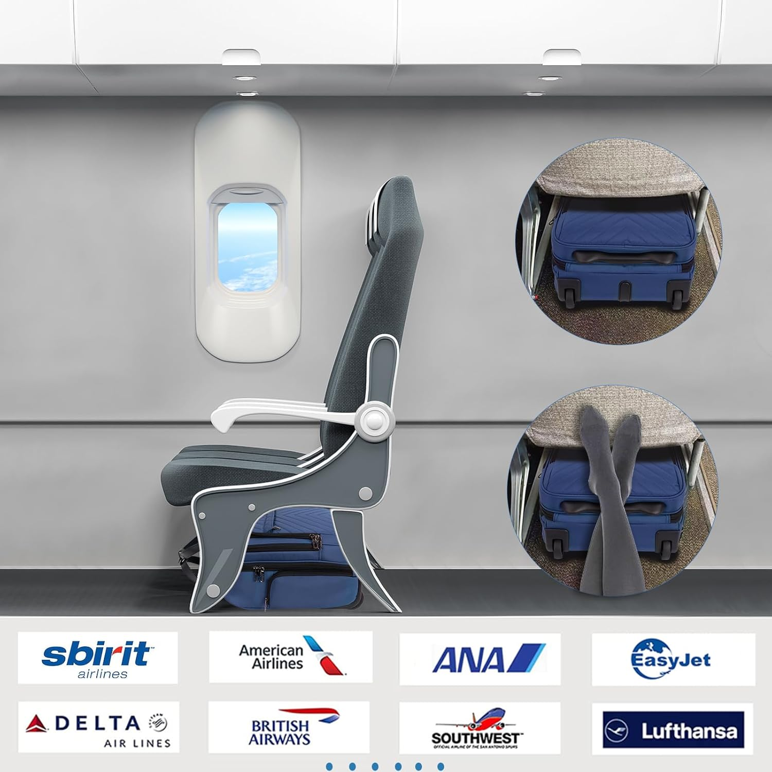 VANKEAN Carry on Underseat Multi-Functional, 16-Inch Underseater Lightweight Overnight Suitcase for Men Women