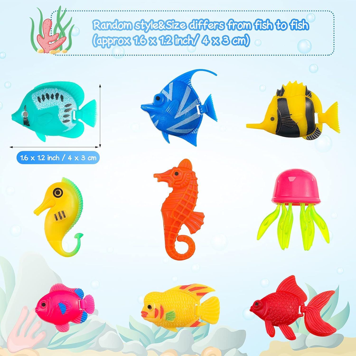 Weewooday 20 Pieces Artificial Moving Fishes Plastic Floating Fishes Lifelike Fish Ornament Aquarium Decorations for Fish Tank (Jellyfish and Seahorses) image number 4