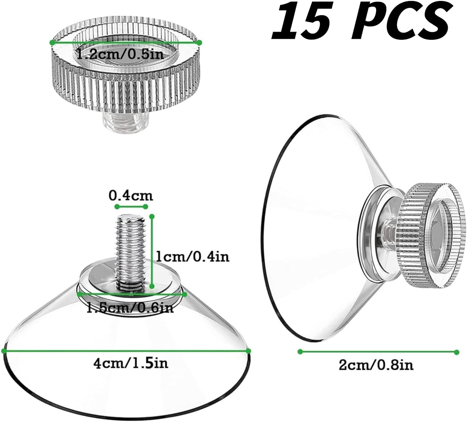 15 PCS Suction Hook,Plastic Suction Pads Hooks 40 Mm,Pvc Screw Plastic Hooks image number 1