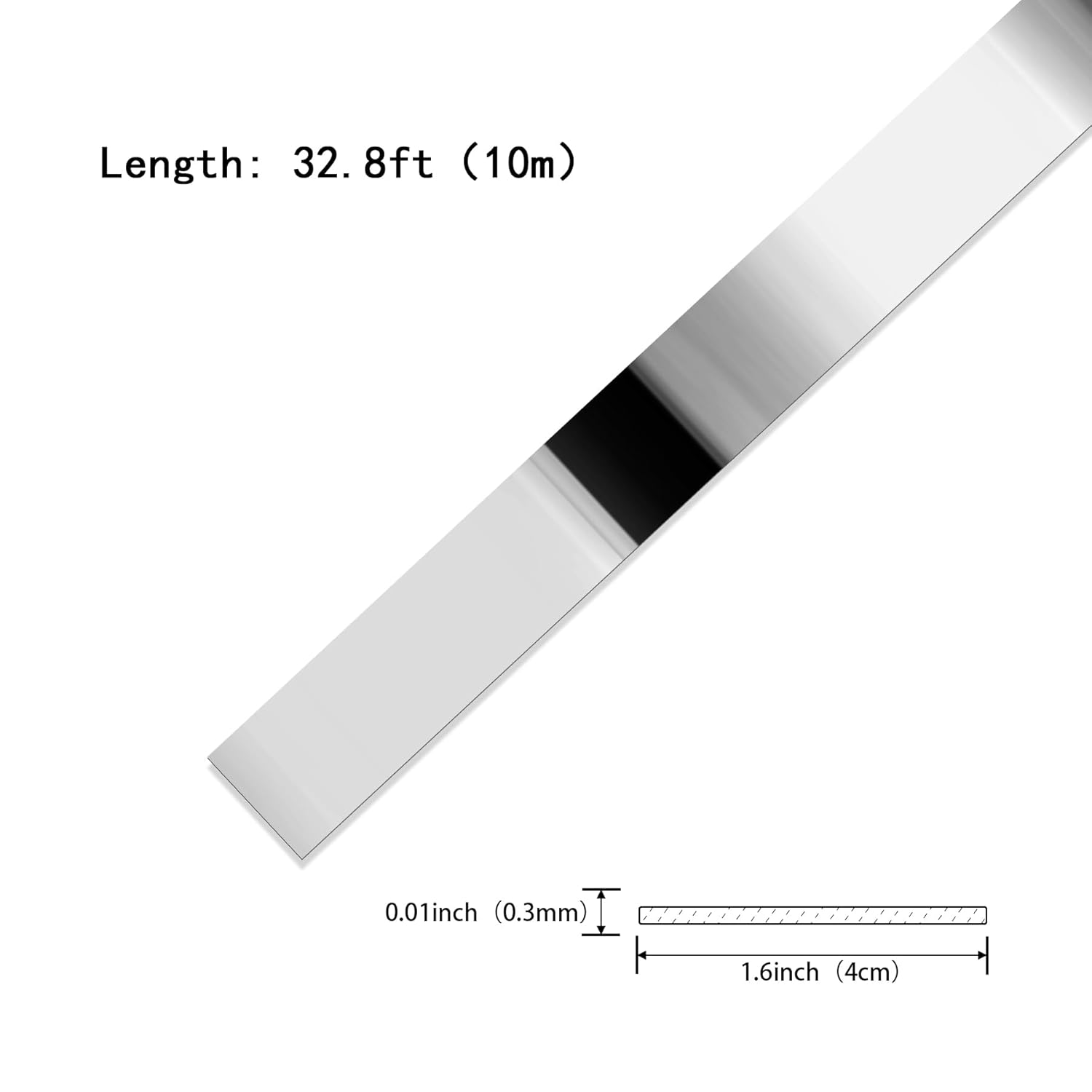 Silver Metalized Mirror-Like Finish Molding Trim, Peel and Stick Strip for Mirror Frame, Wall, Fireplace and Home DIY Decoration (32.8 Ft X 1.6 Inch) image number 5