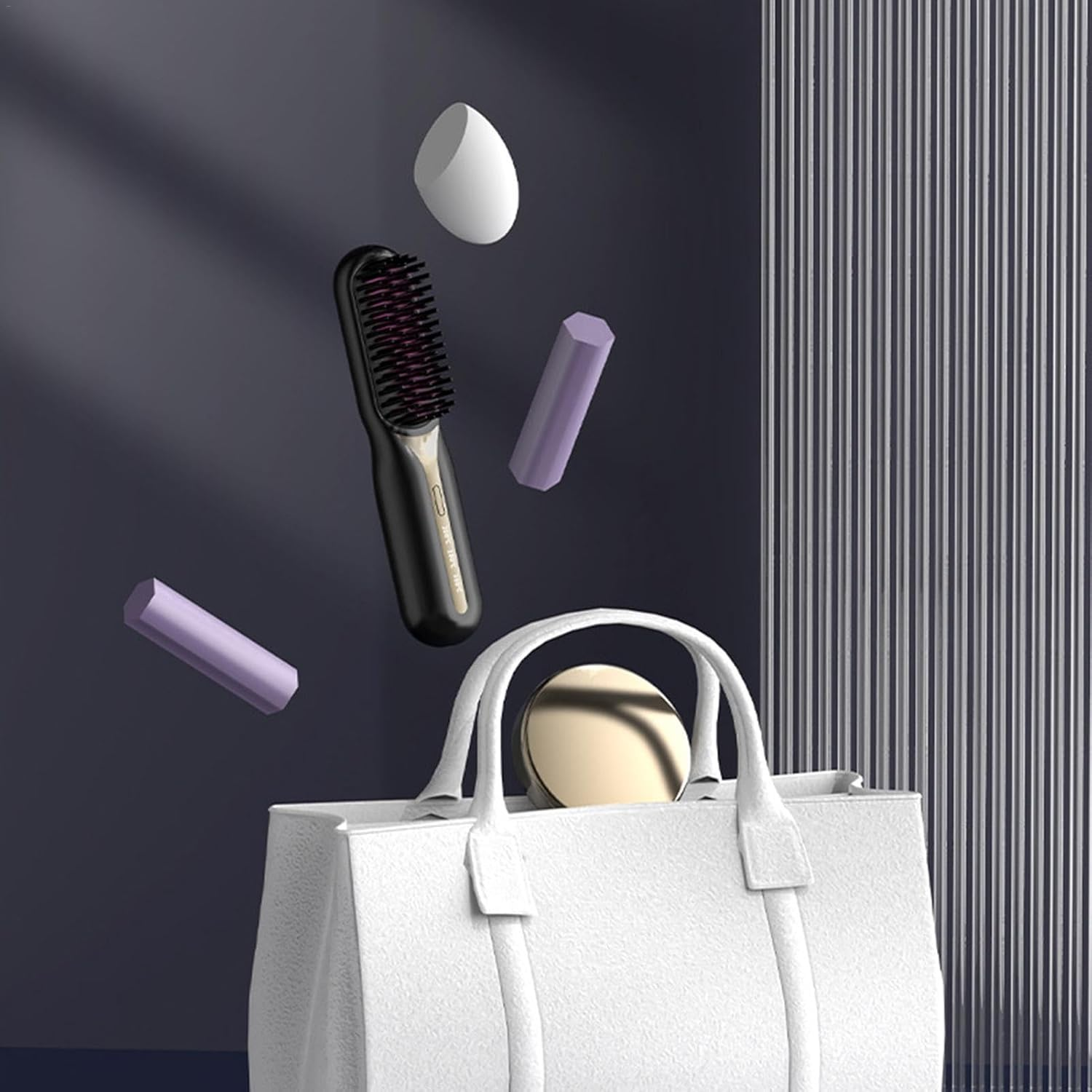 Handheld Cordless Hair Straightener | Compact Cordless Hairs Brush | Battery Powered Hair Styling Brush, Travel Hair Straightening Solution, Rechargeable Cordless Hair Styling Tool