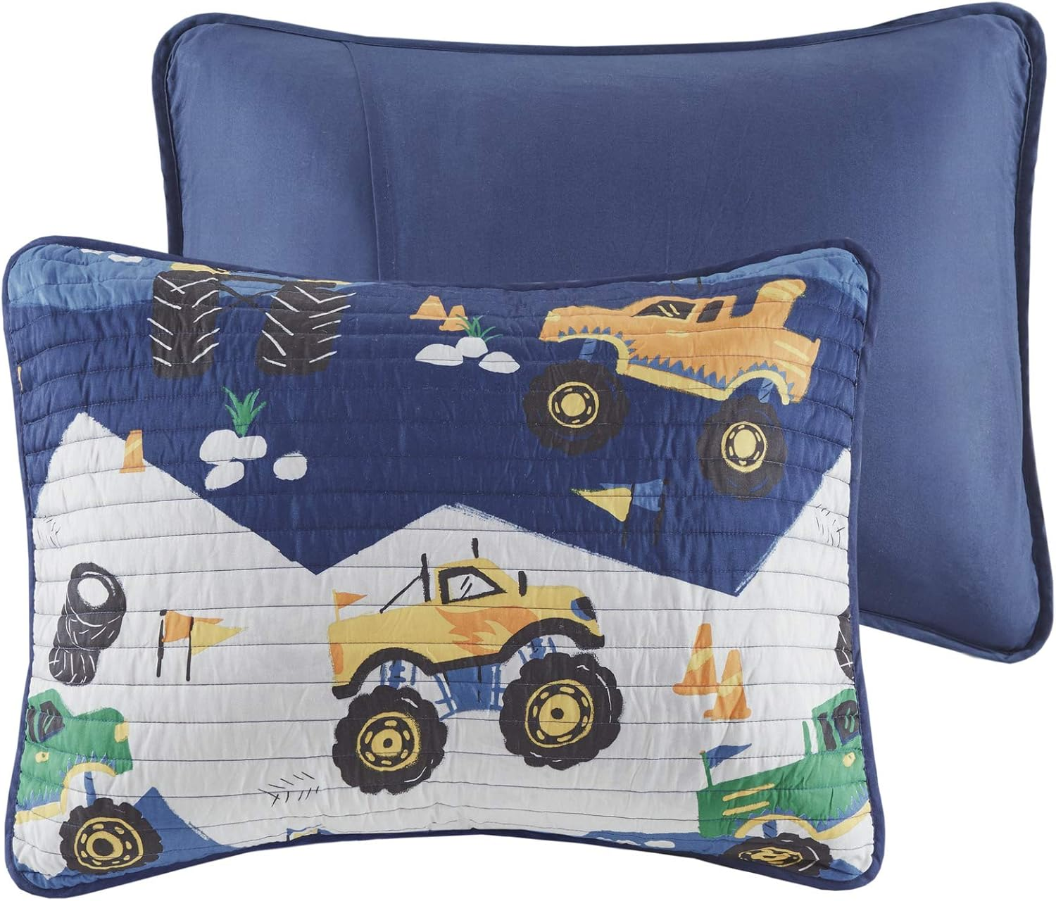 Mi Zone Kids Nash Reversible Quilt Set, Vibrant Fun Design, Lightweight All Season Children Bedding, Coverlet Bedspread, Boys Bedroom D&eacute;cor, Full/Queen, Big Wheel Monster Trucks 4 Piece image number 5