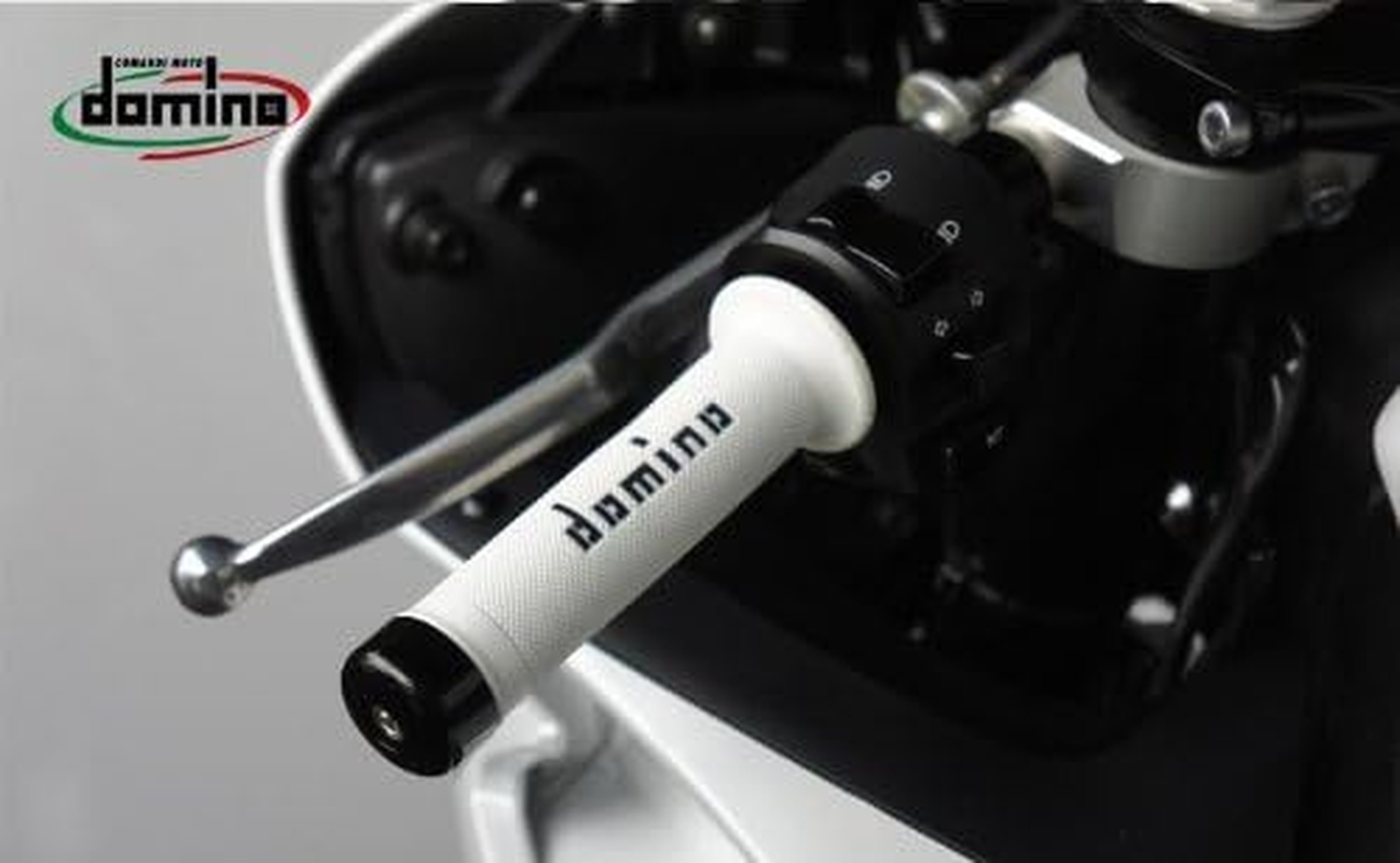 Domino A01041C4046 Handlebar Grip, Race Type (TZ Grip), 4.9 Inches (126 Mm), Thermoplastic Rubber, White X Black - Black X Grey image number 2