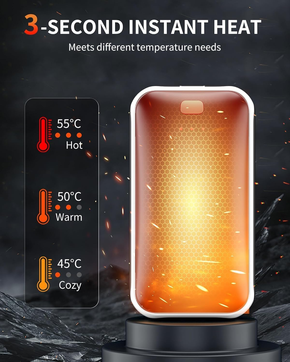 Jiao Zoum Hand Warmer 2 Pack, Reusable Portable Pocket Heater USB Hand Warmer, Gifts for Men, Women, Indoor, Outdoor, Hiking, Skiing, Camping, Hunting Accessories. image number 1