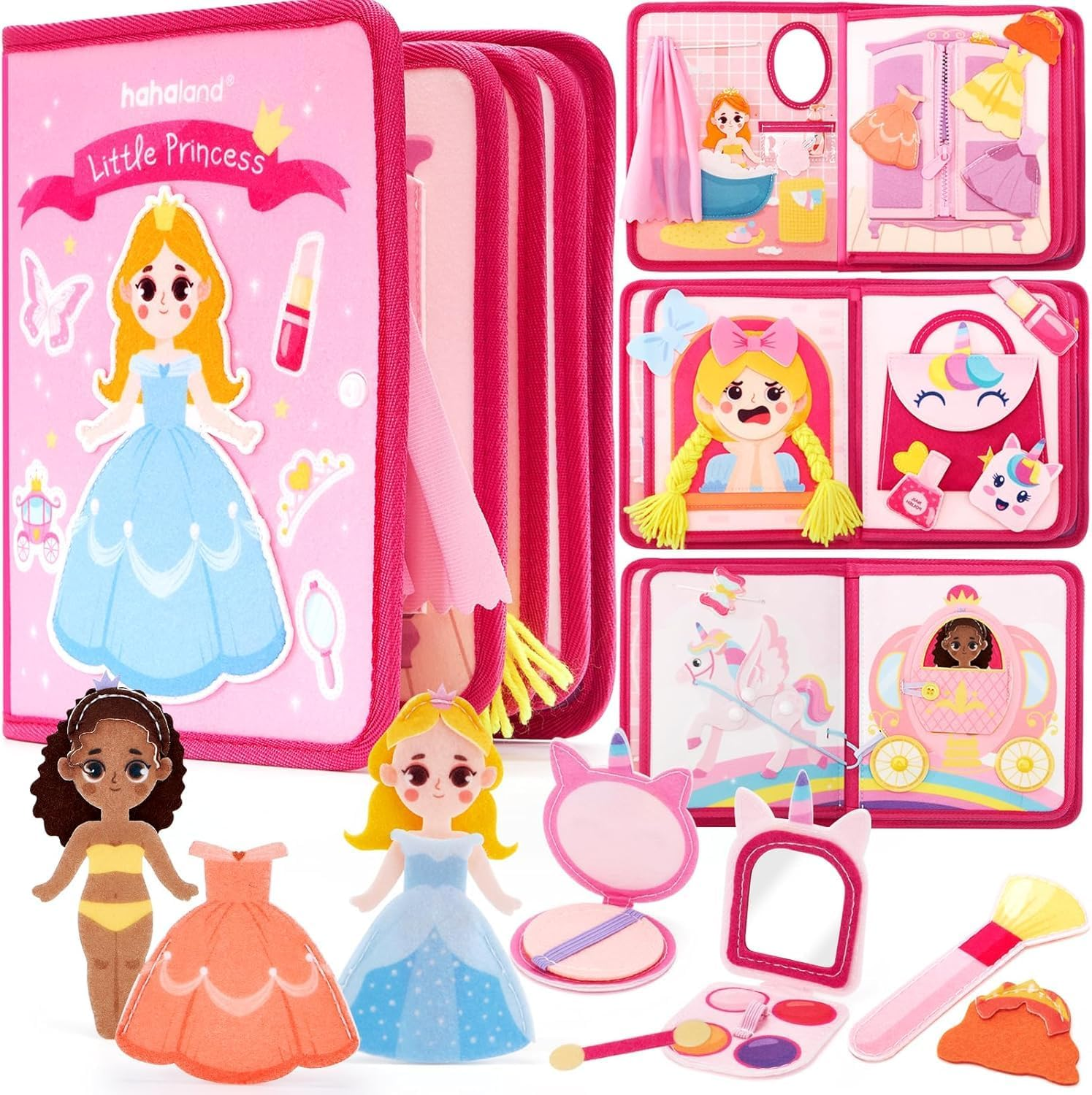 Kukelen 3-12 Year Old Girl Gifts - Princess Toys Makeover Busy Board - Quiet Busy Book -Quiet Book Pretend Play for Toddlers 3-5 - Montessori Toys for 4 Year Old Girl Birthday Gifts image number 4
