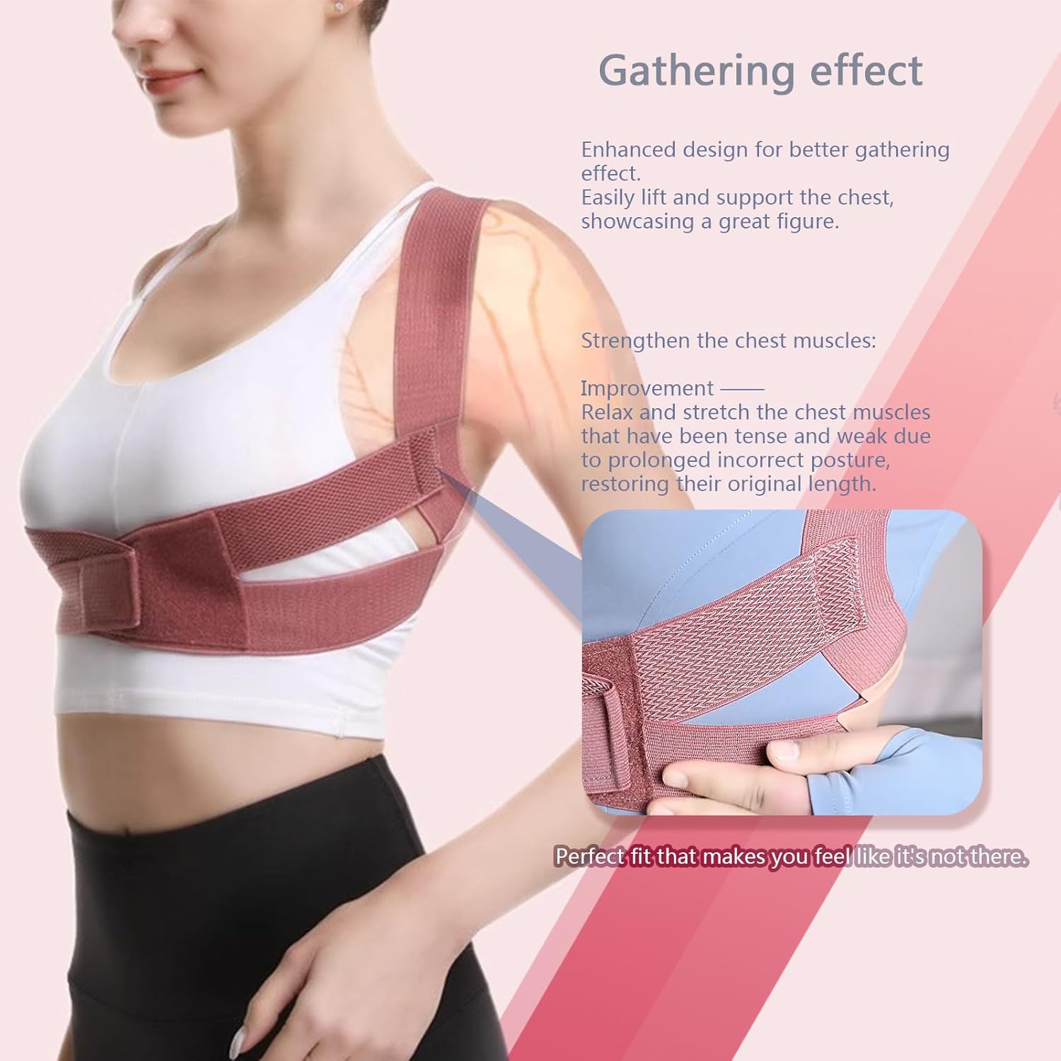 Back Brace for Women,Gather the Chest,Support the Back,Maintain an Upright Posture (Black, L) image number 6