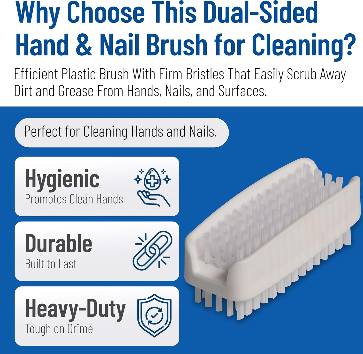 Carlisle 3623900 Sparta Hand & Nail Brush White Plastic Block White Polypropylene Bristles (Case of 24)