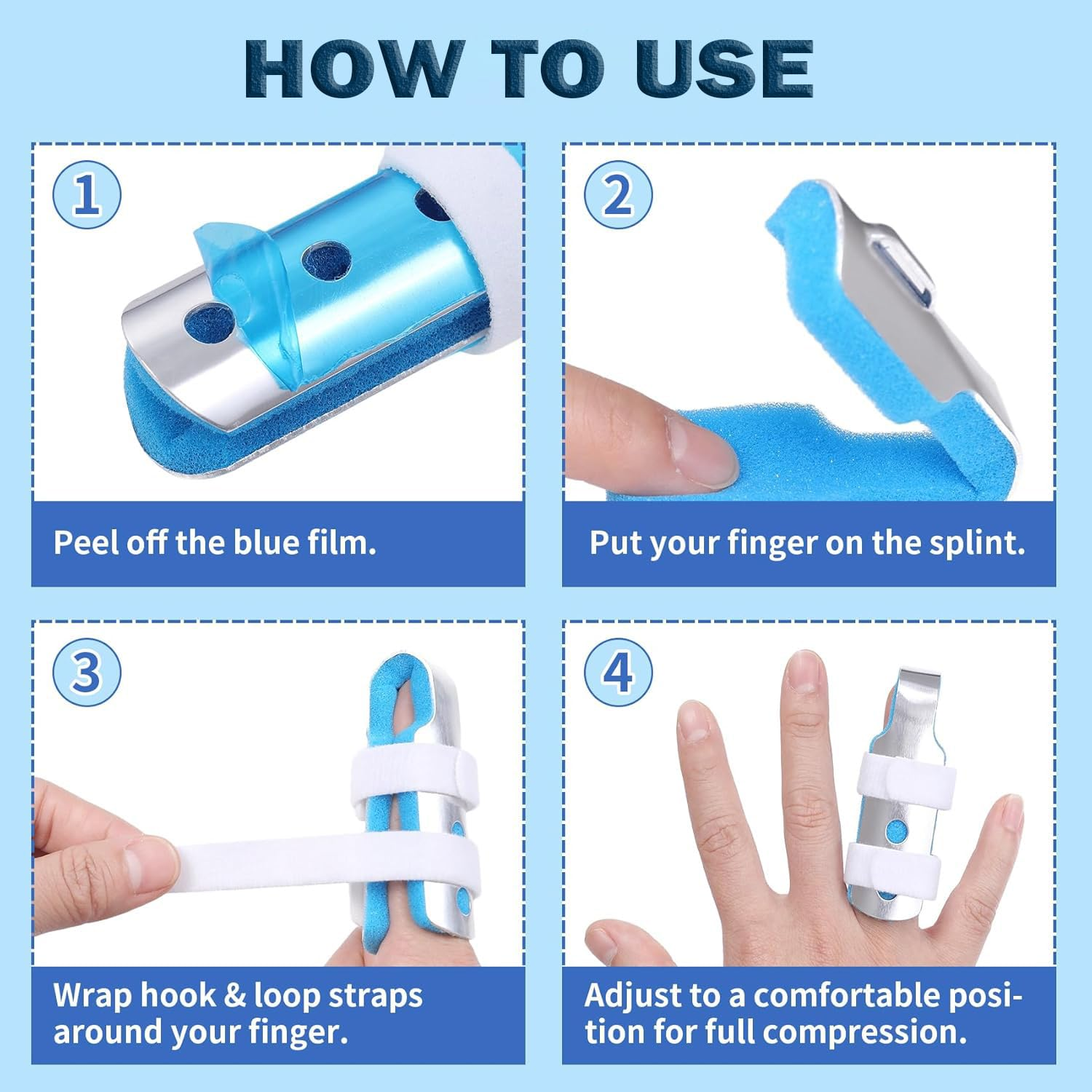 Metal Finger Splints 3 Sizes, Aluminum Finger Splint, Metal Finger Support Brace, for Broken Fingers Straightening Arthritis image number 4