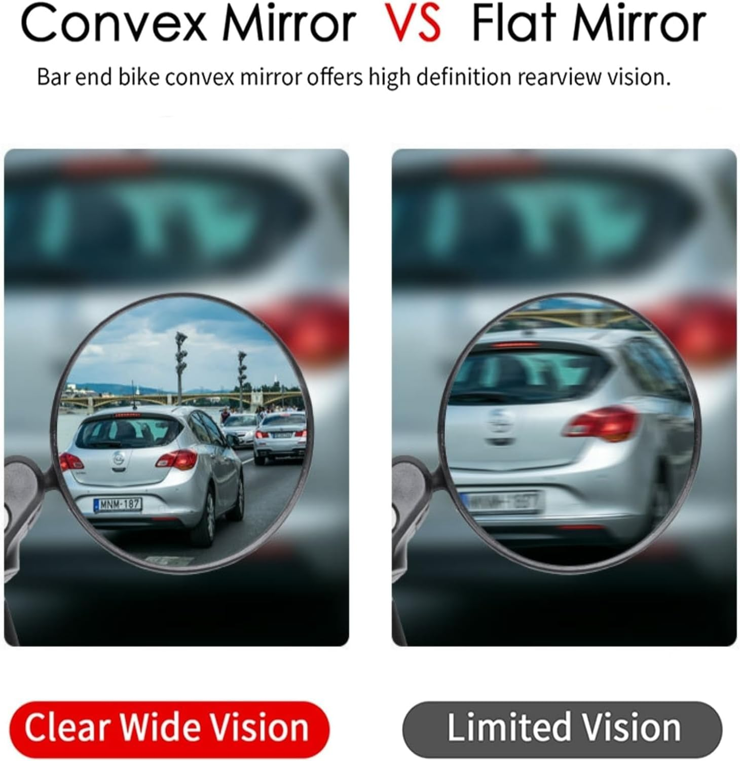 MEZOKUCEL 2 Pieces Bike Mirror 360&deg;Rotation Adjustable Wide Angle Mirror HD Safety Bicycle Mirror Universal Bicycle Convex Mirror Safe Rear View Cycling Mirror for Mountain Road Bikes MTB image number 3