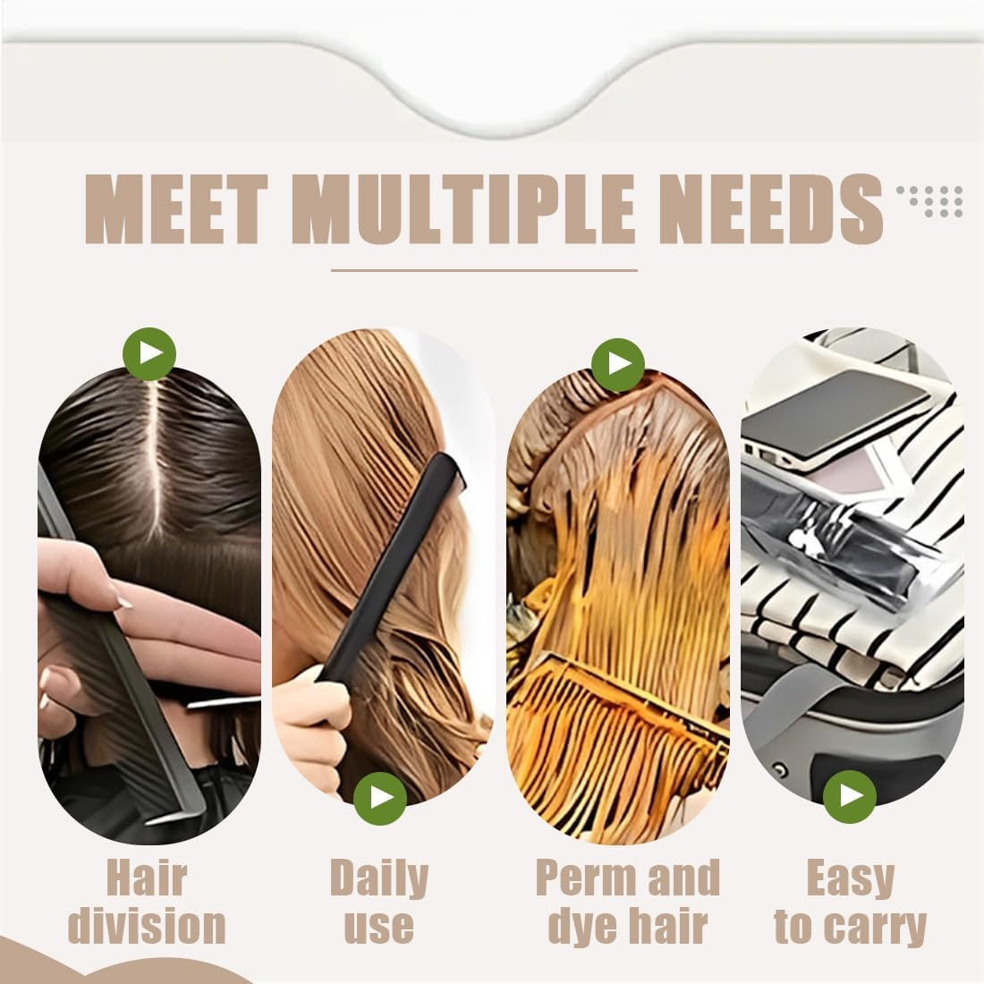 10 Pcs Hair Brush Set, Double Comb, Mouse Tail Comb, Edged Hair Comb, Tease Comb, Home Comb, Drawn Hair Comb image number 1