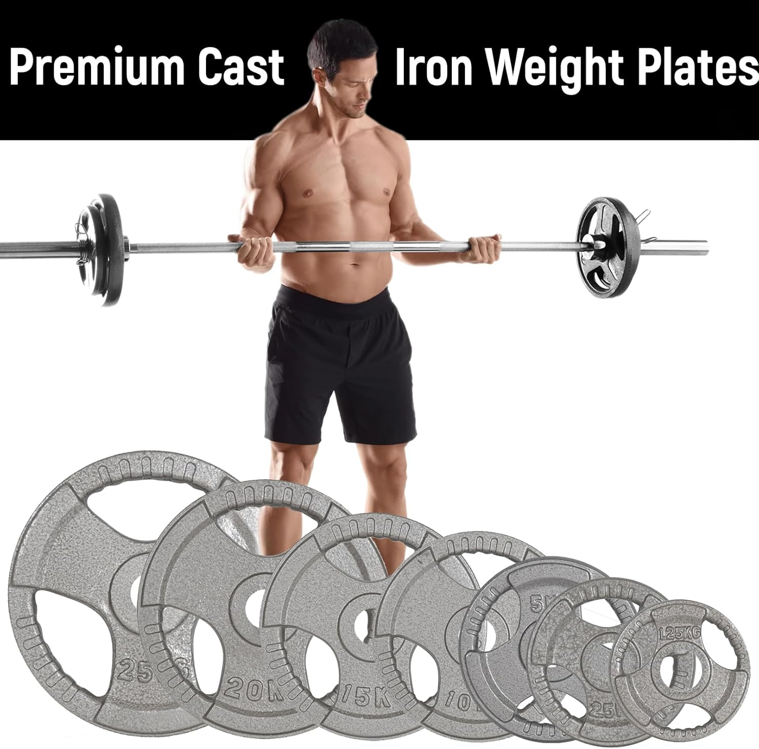 Cast Iron Olympic Weight Plates for Adjustable Olympic Dumbbell and Barbell - Premium Quality Hammertone Strength Training Plates for Body Building, Weightlifting, WOD, MMA, Crossfit, Fitness & Sports - 1.25Kg to 20Kg image number 5