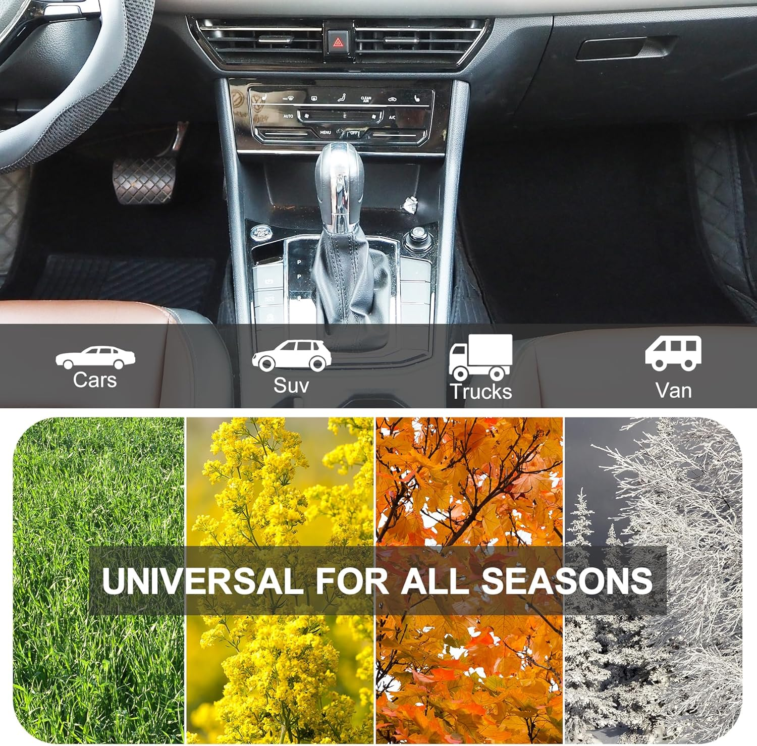 Car Floor Mats, 4 Pcs Universal Heavy-Duty Car Carpet Floor Mats, Waterproof Anti-Slip All Weather Protection Automotive Liners for Sedans Trucks SUV Interior Accessories (Black) image number 4