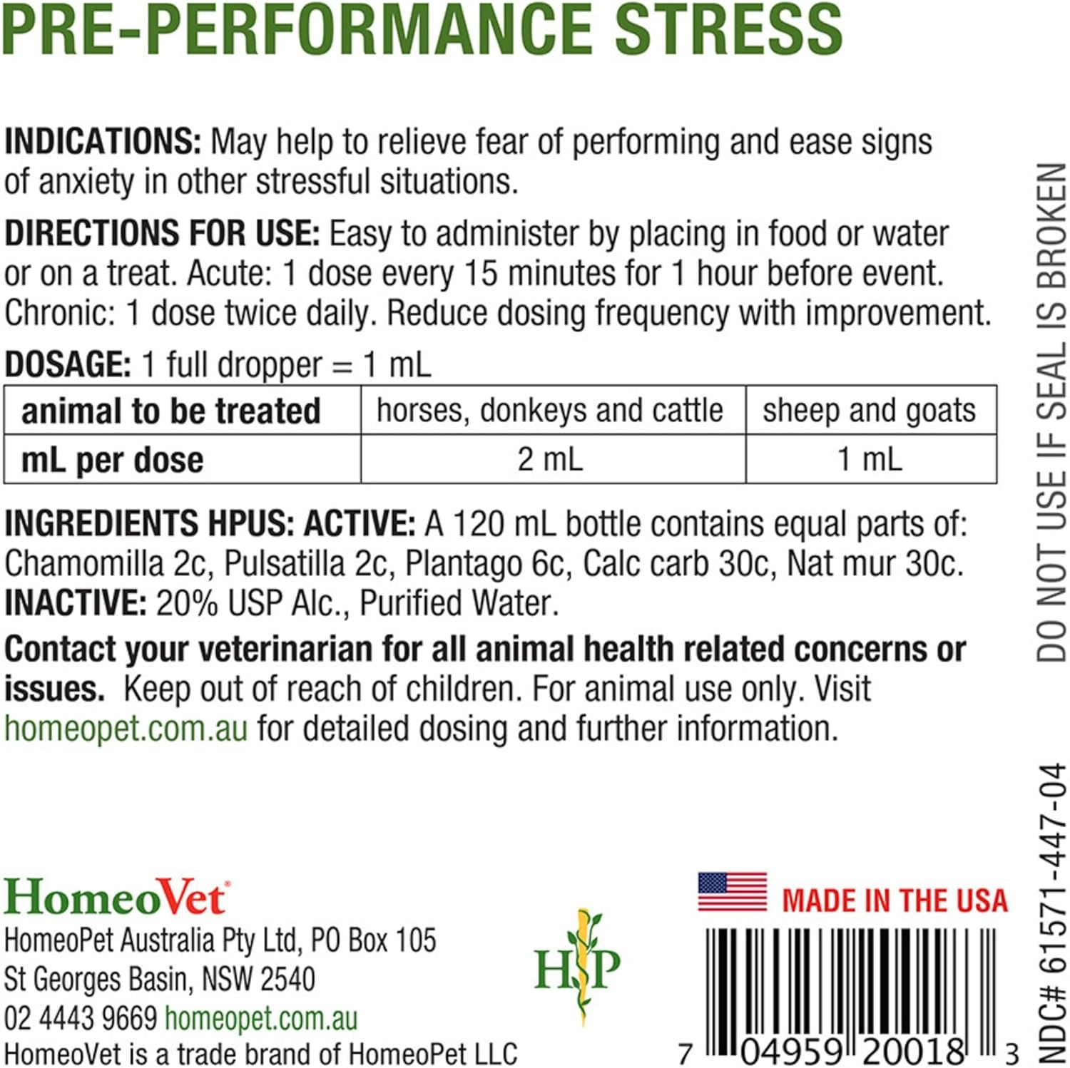 Homeovet Equine Pre Performance Stress 120 Ml - Horse Calming Behavioural Aid for Relaxation before Specific Events. for Horses with Anxiety Pre Event, Stable Changes and Other Stressful Situations image number 2