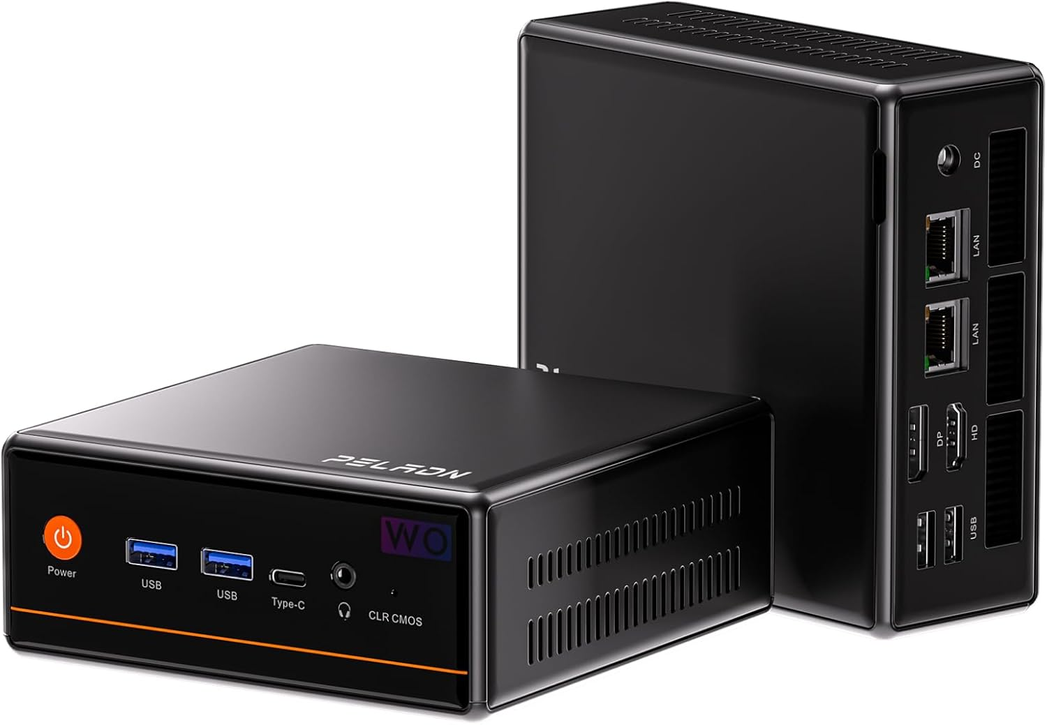 PELADN WO4 Mini Gaming PC - AMD Ryzen 5 5600H(Beats 5700U/7430U) Mini Computers 16GB Dual Channel RAM 512GB Pcie3.0 SSD, Mini Desktop Computer with Dual NIC LAN 2.5Gbe, Wifi6, BT5.2, Type-C