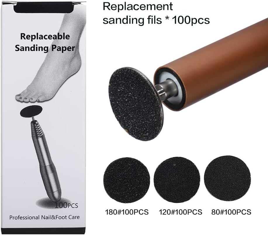 BNG Pack of 100 Sandpaper Electric Callus Remover Foot File, 2.5 Cm Replacement Foot Files Pads, Sanding Discs for Feet Callus Remover for Foot Care, Cracked Heels, Hard Dead Grit 80 image number 1