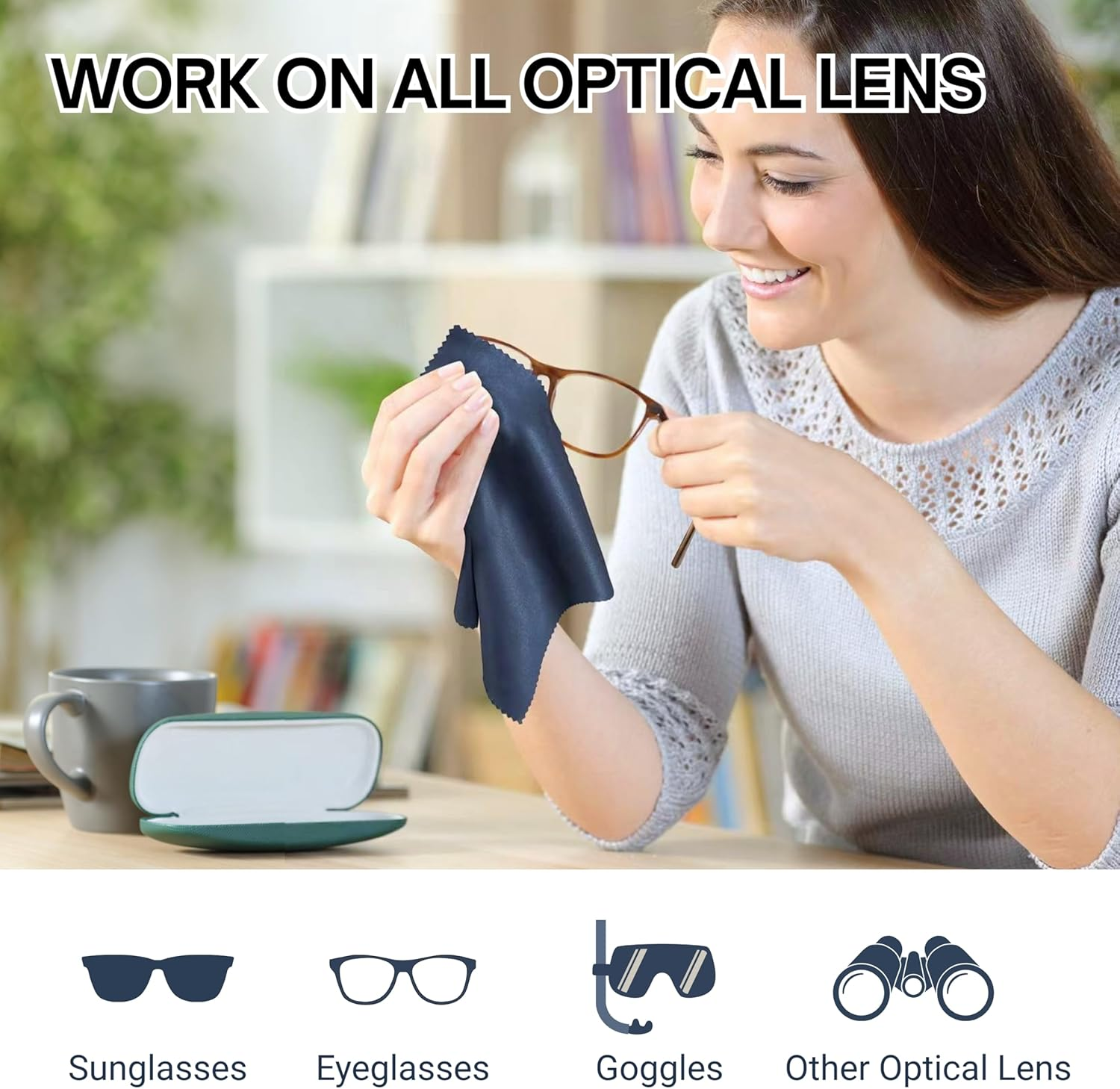 6 Count 200Gsm Extra Thick Lens Cleaning Cloth for Eyeglasses, Lens & Screen, Individually Wrapped Scratch-Free Streak-Free Eye Glasses Cleaning Cloth for Sunglasses, Camera Lens, Iphone Screen image number 3