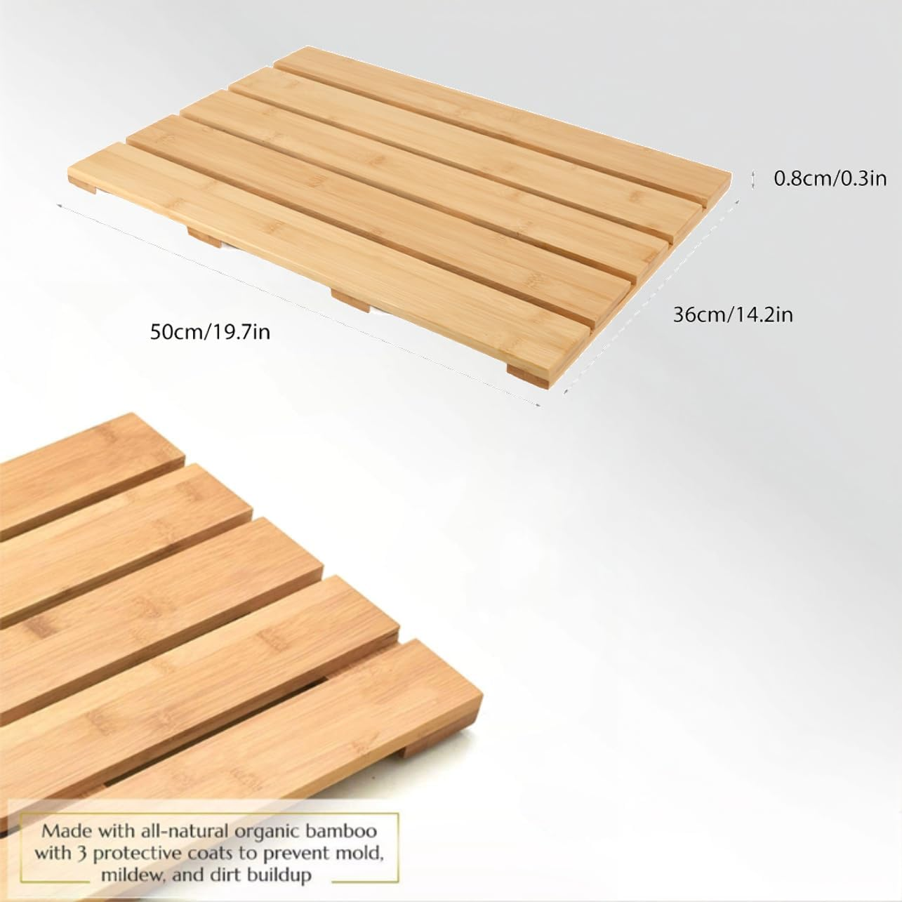 Bamboo Bath Mat Bon Slip, Multifunctional Easy Cleaning Shower Bath Mat, Bathroom Non Slip Mat Weight 1450G, Bamboo Shower Bath Mat, Bamboomat