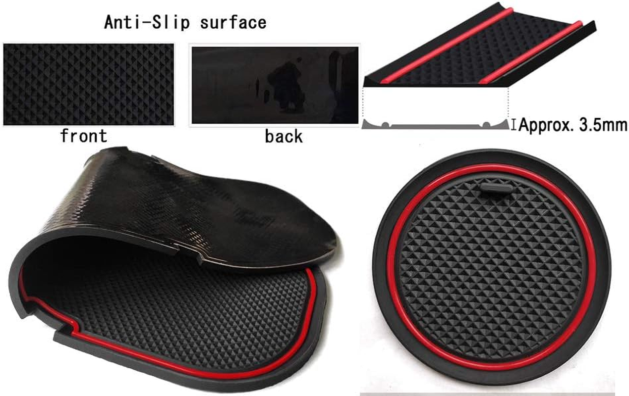 Auovo 8Pcs Anti-Dust Mats for Toyota 86 Subaru BRZ Scion FR-S Accessories 2020 2019 2018 2017 2016 2015 2014 2013 Door Pocket Slot Liner Pad Car Cup Holder Insert Center Console Interior(Red) image number 2