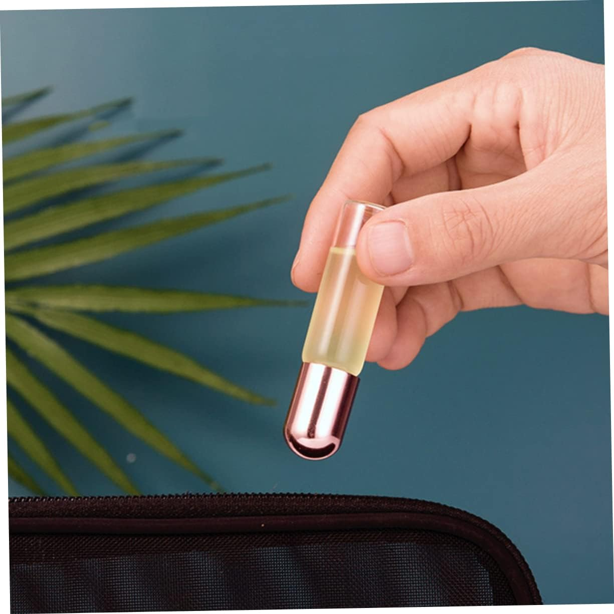 FOMIYES 5Ml Rose Gold Cap Glass Roller Bottles Set of 10 Refillable Essential Oil Roll on Bottles Stainless Steel Balls for Travel Aromatherapy - Golden image number 7